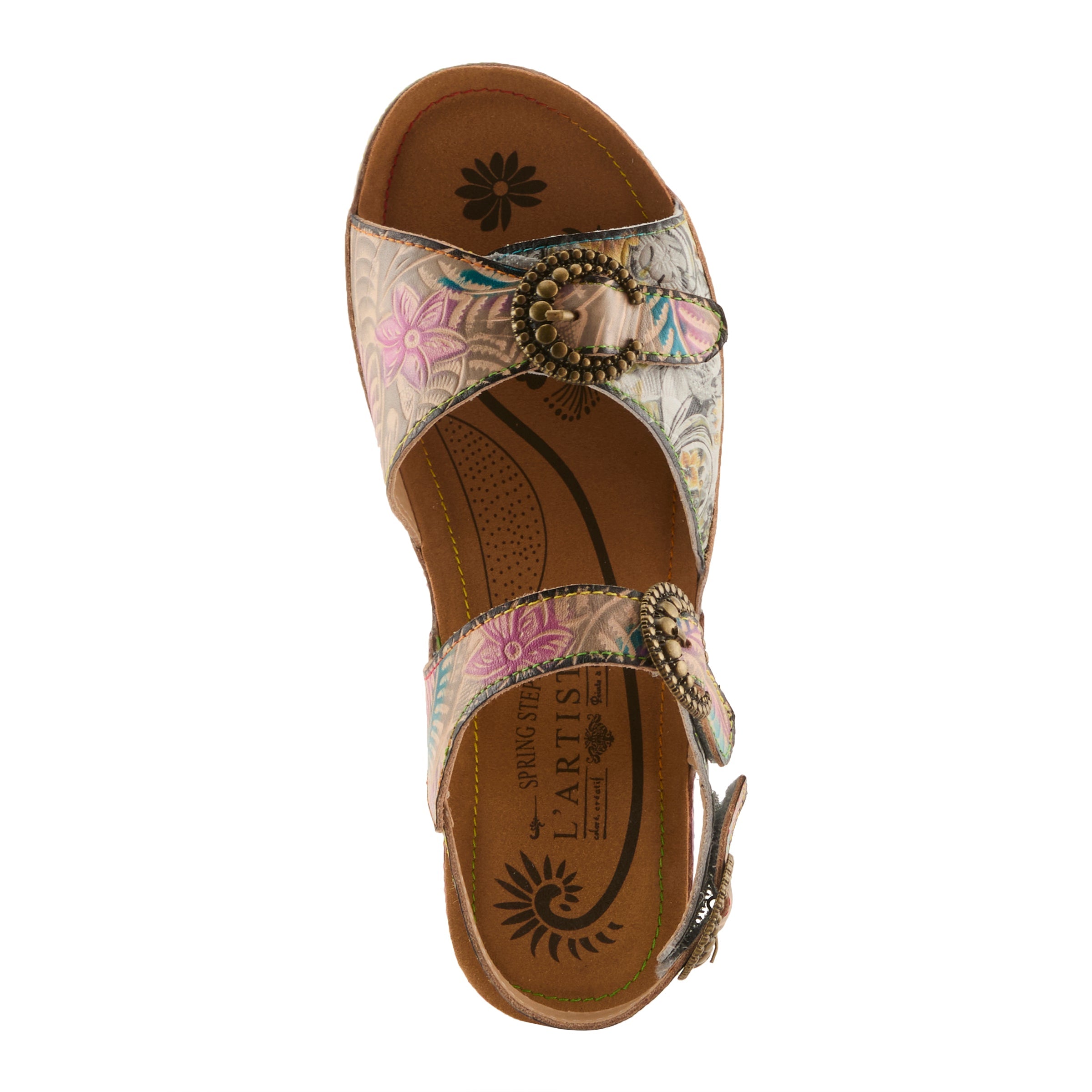 L'Artiste L'ARTISTE OFFTRAK SANDALS sandal in orange multi with handcrafted leather design