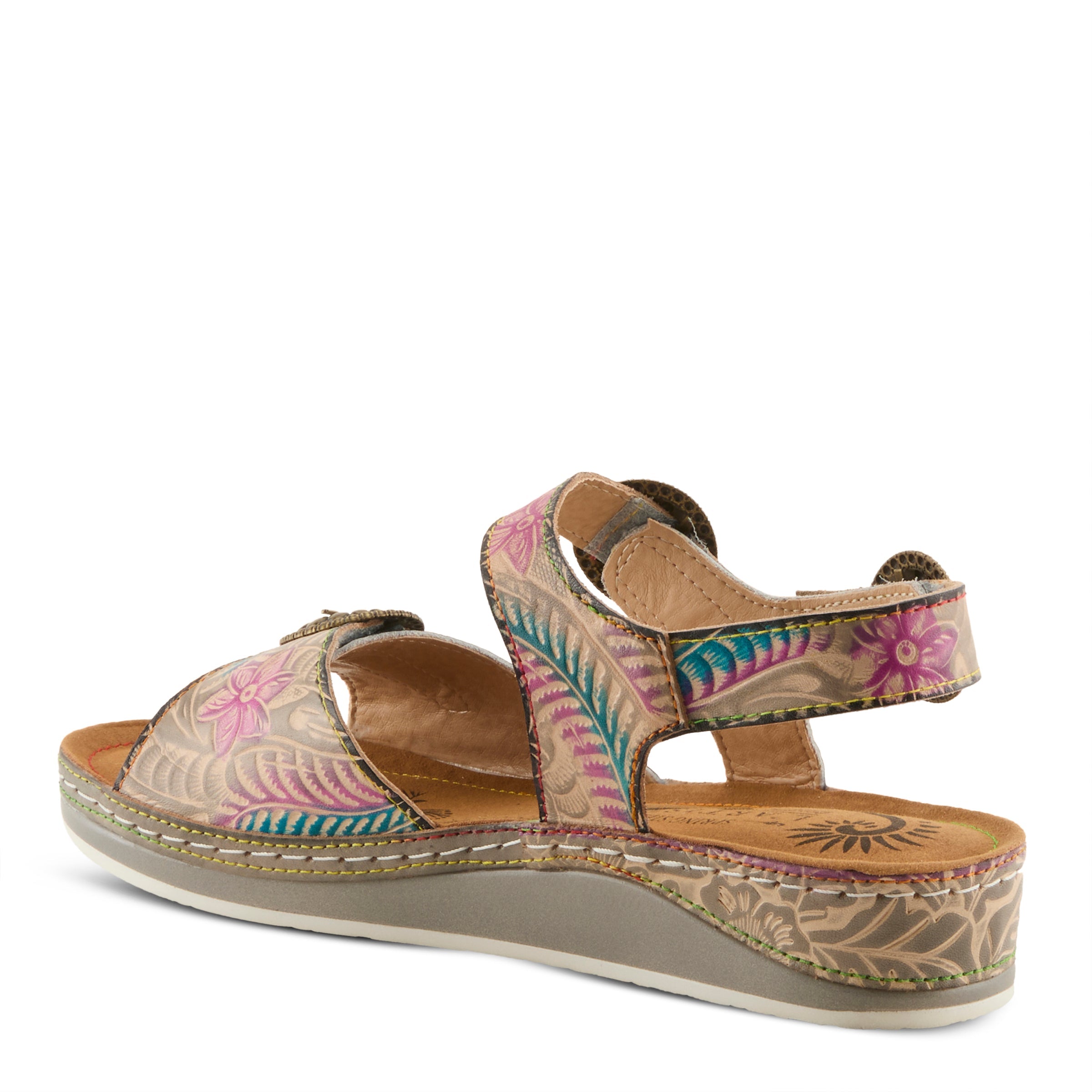 L'Artiste L'ARTISTE OFFTRAK SANDALS sandal in orange multi with handcrafted leather design