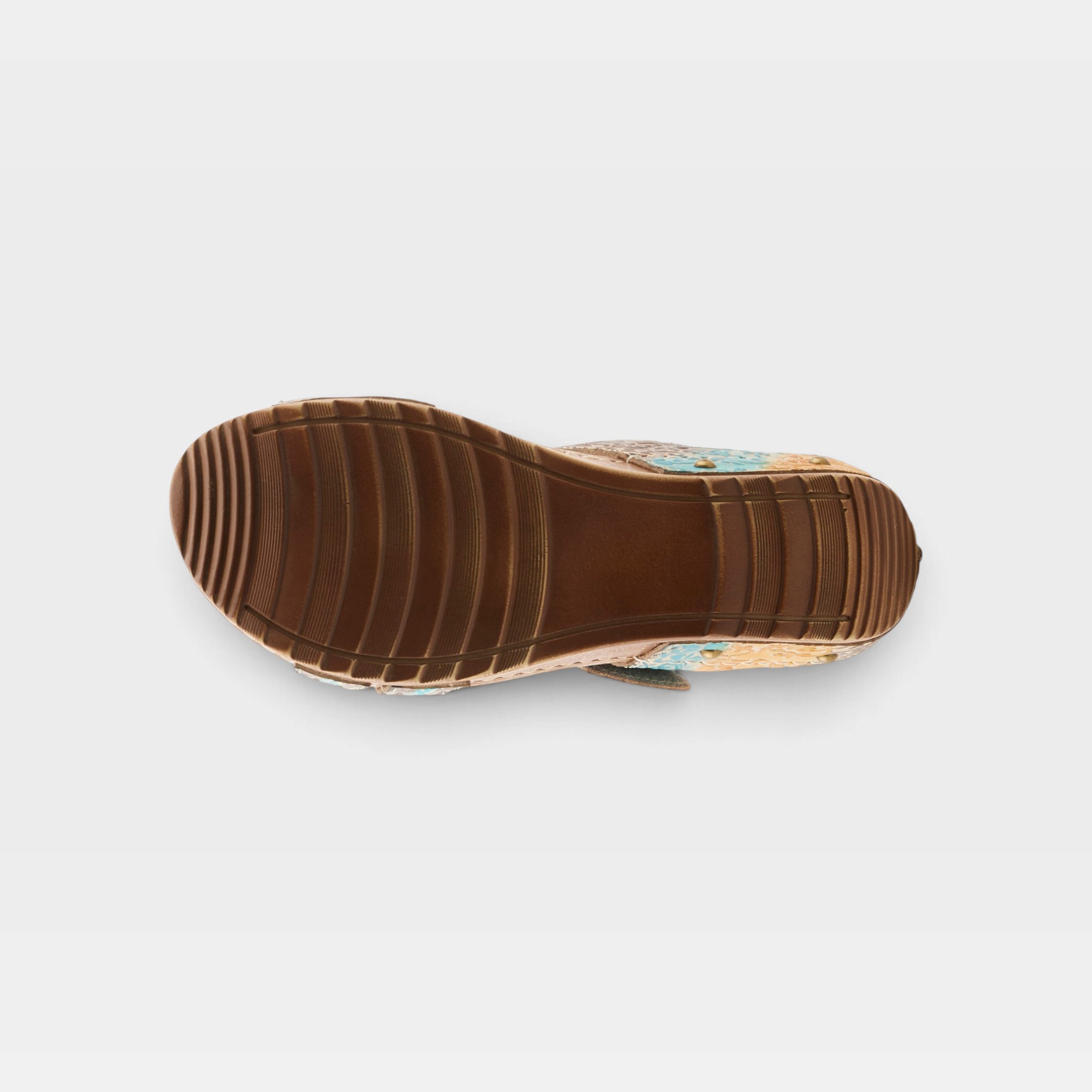L'Artiste Ohsosweet sandals in Grey Multi, outsole view