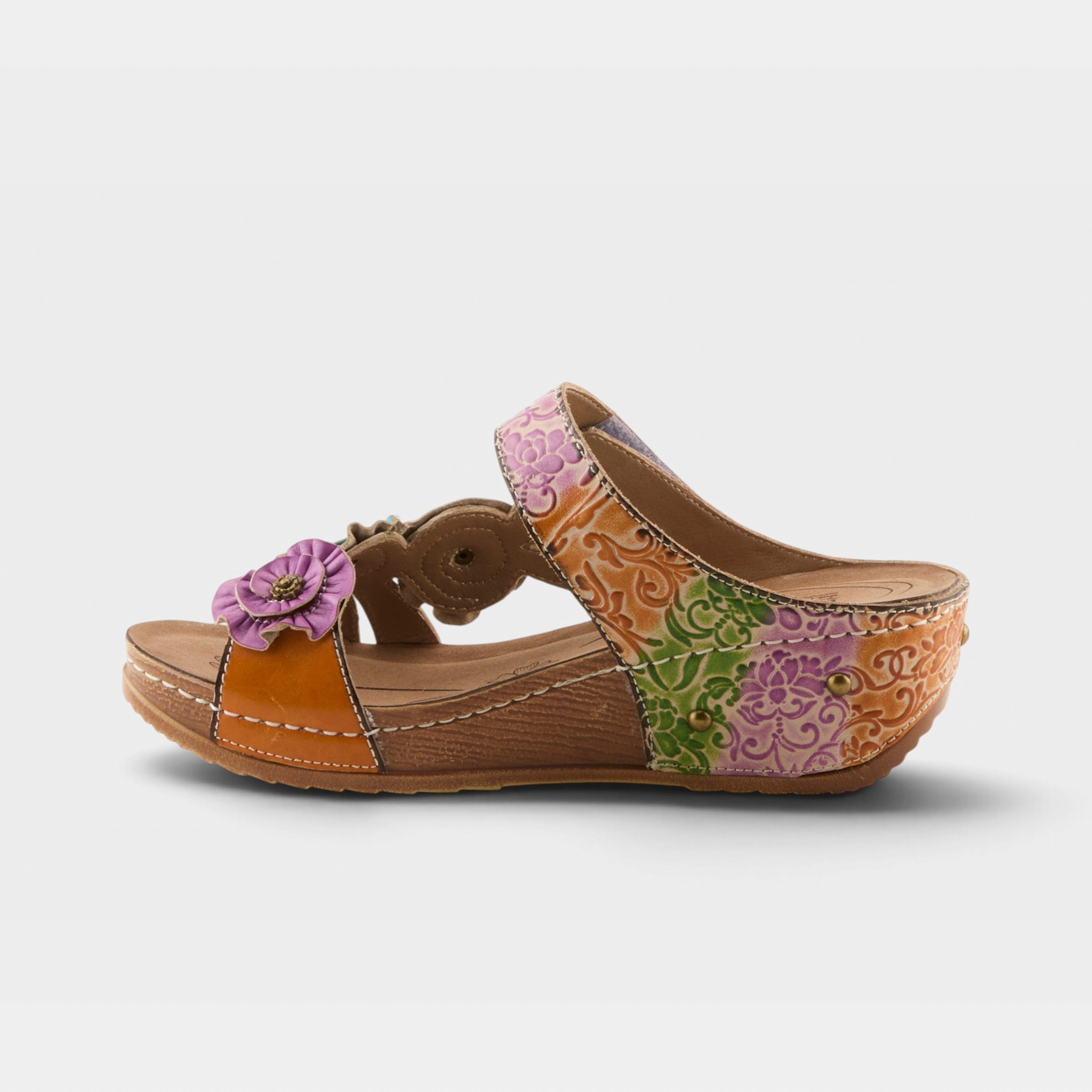 L'Artiste Ohsosweet sandals in Mango Multi, side view
