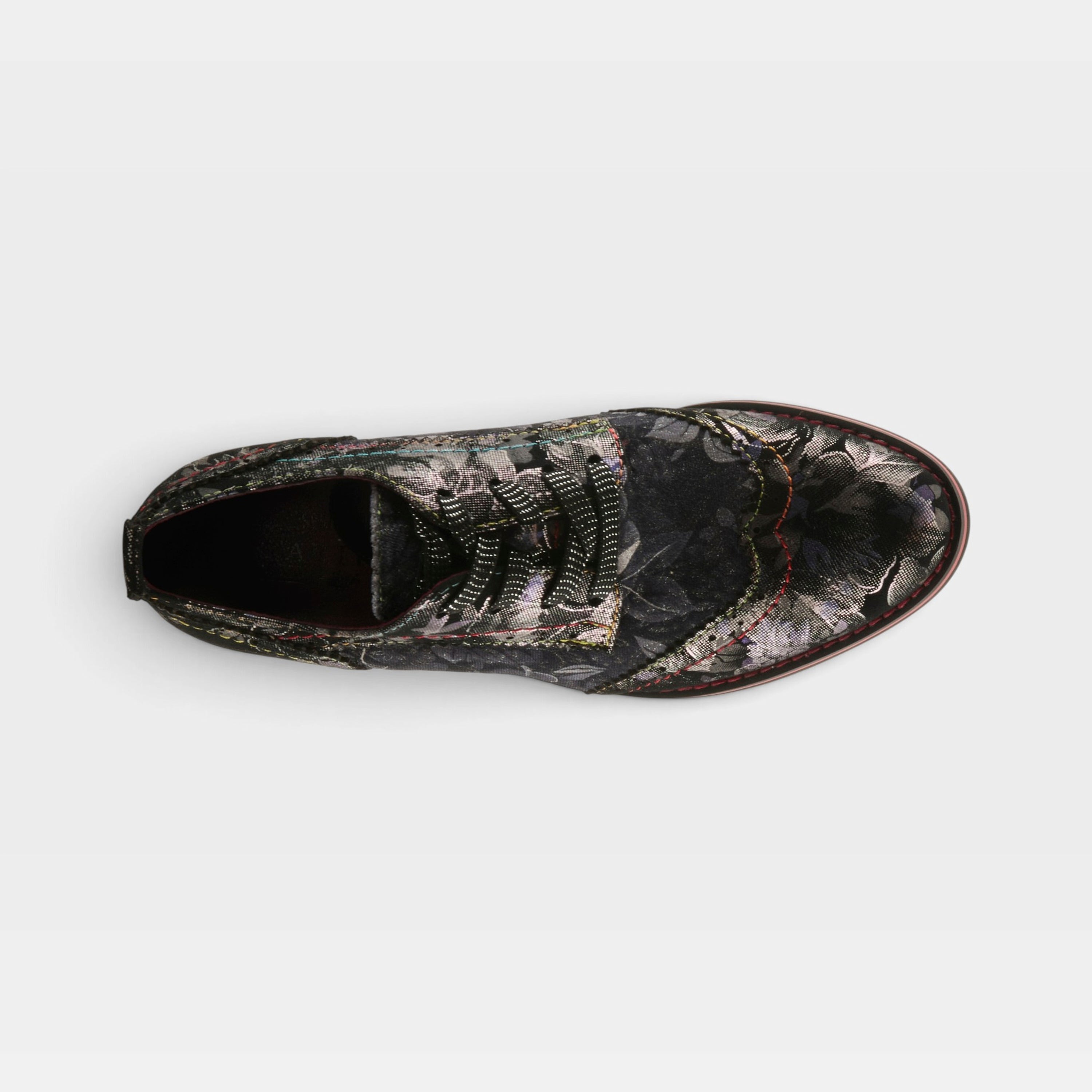 L'Artiste Oneofakind shoes in Pewter Multi, top view
