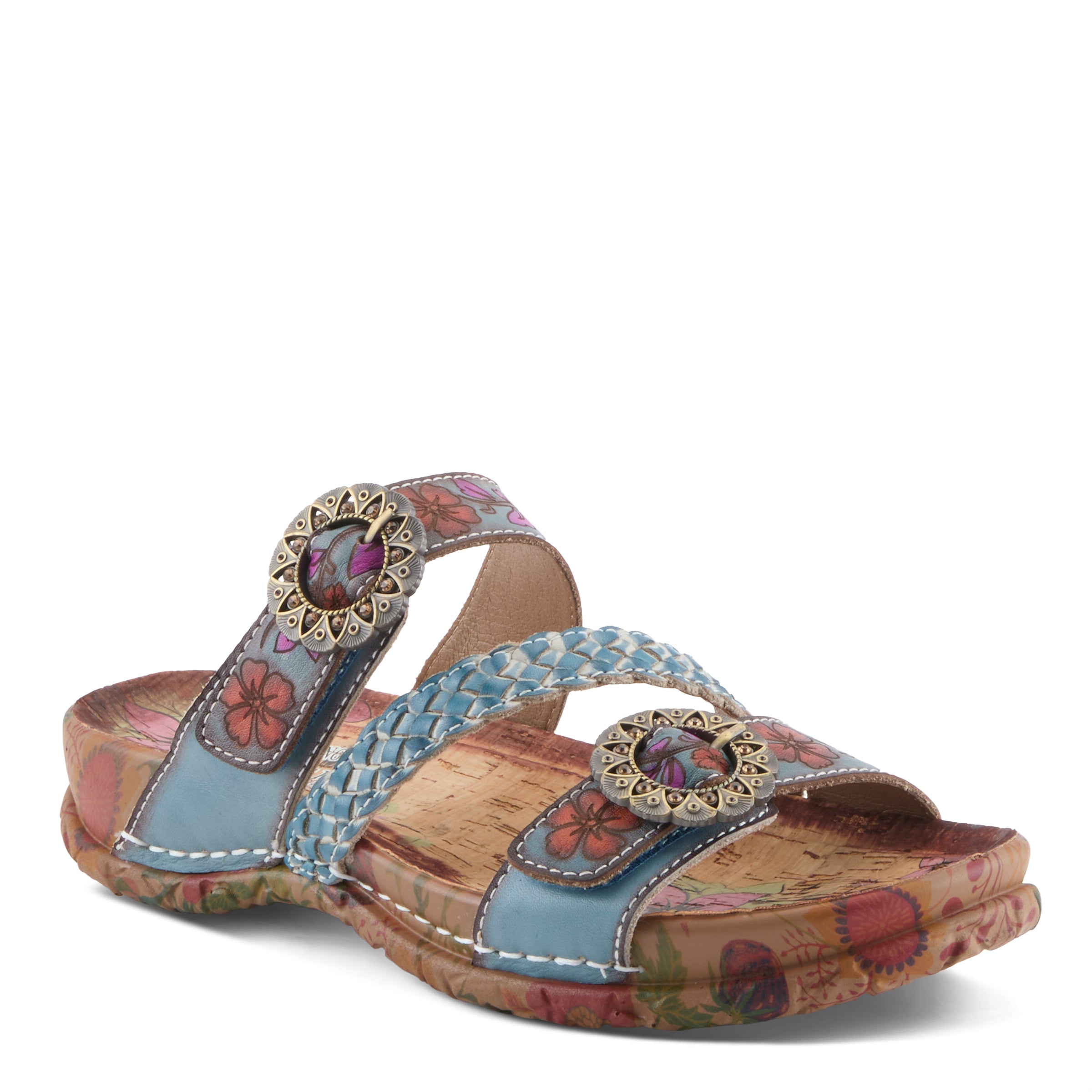 L'Artiste L'ARTISTE ONTHEROAD SANDALS sandal in dark red multi with handcrafted leather design