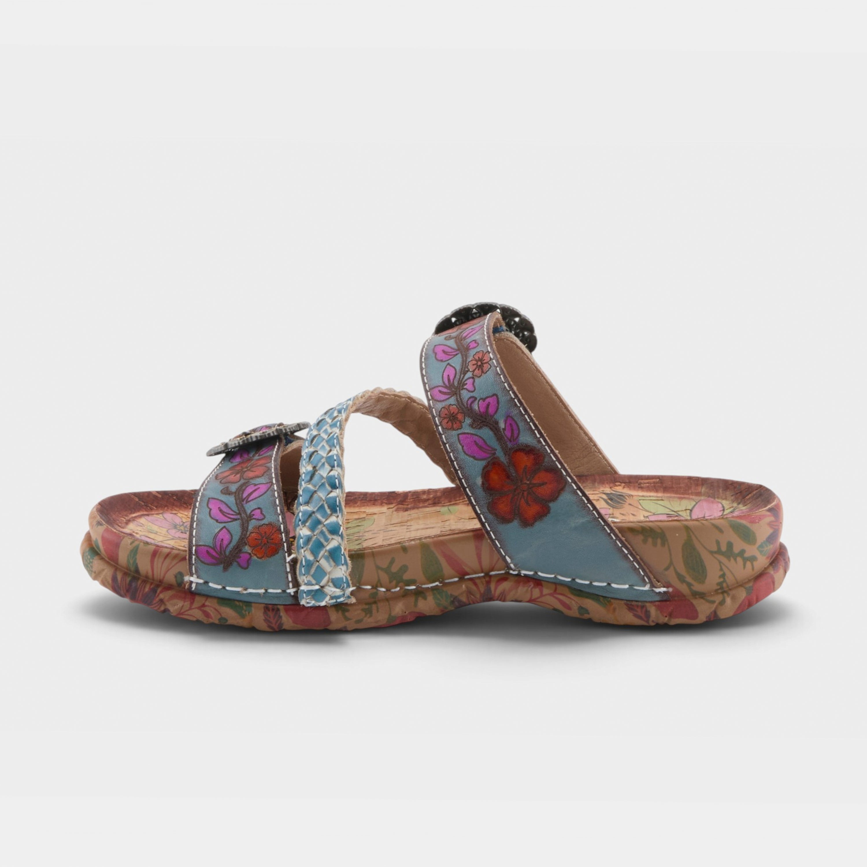 L'Artiste Ontheroad sandals in Blue Multi, side view