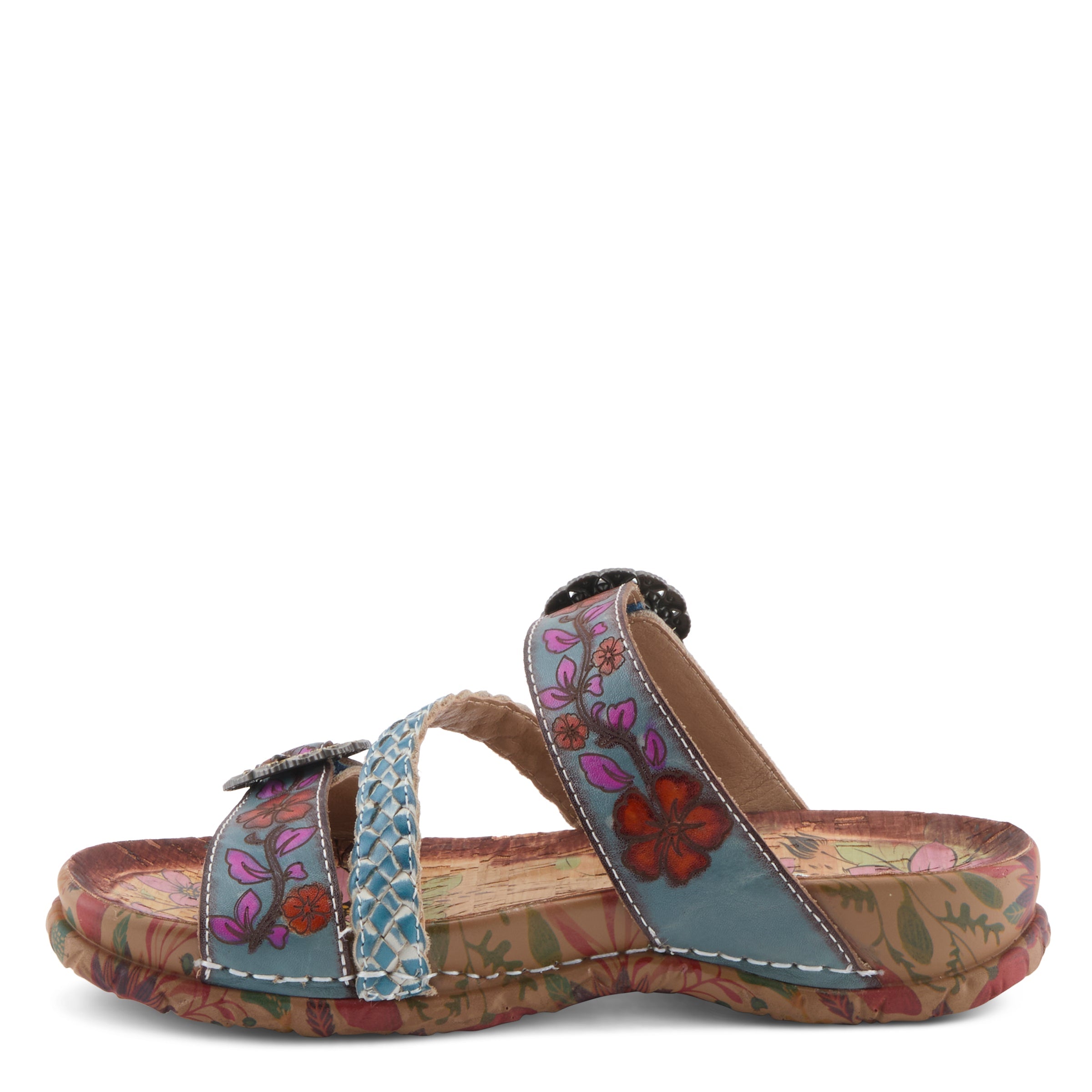 L'Artiste L'ARTISTE ONTHEROAD SANDALS sandal in dark red multi with handcrafted leather design