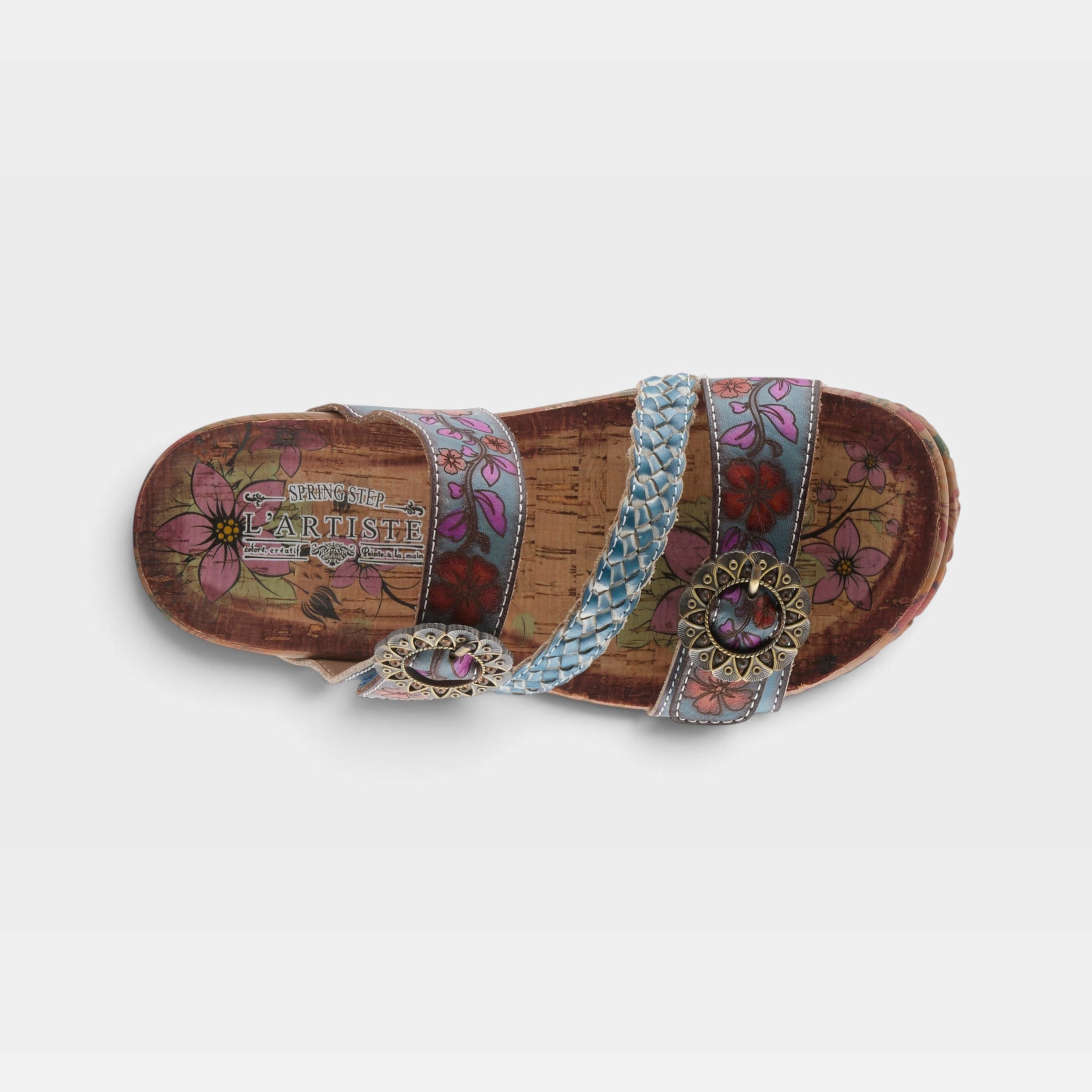 L'Artiste Ontheroad sandals in Blue Multi, top view