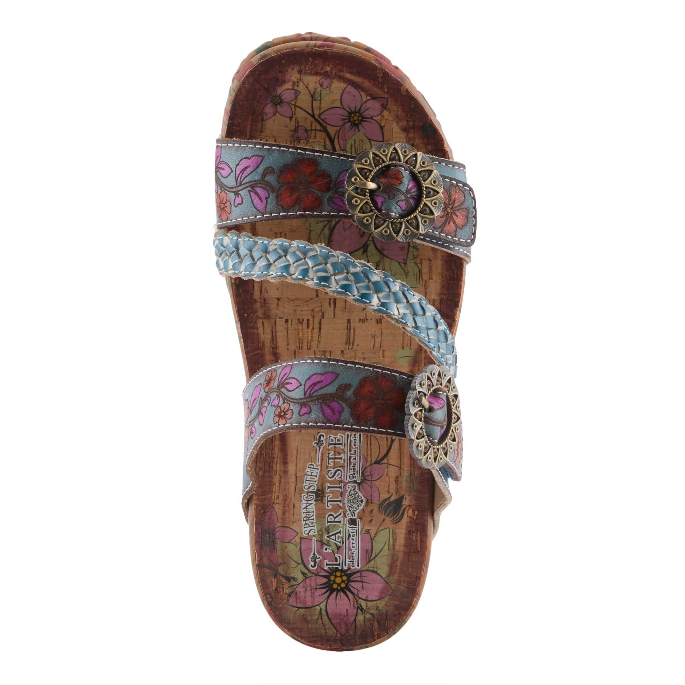 L'Artiste L'ARTISTE ONTHEROAD SANDALS sandal in blue multi with handcrafted leather design