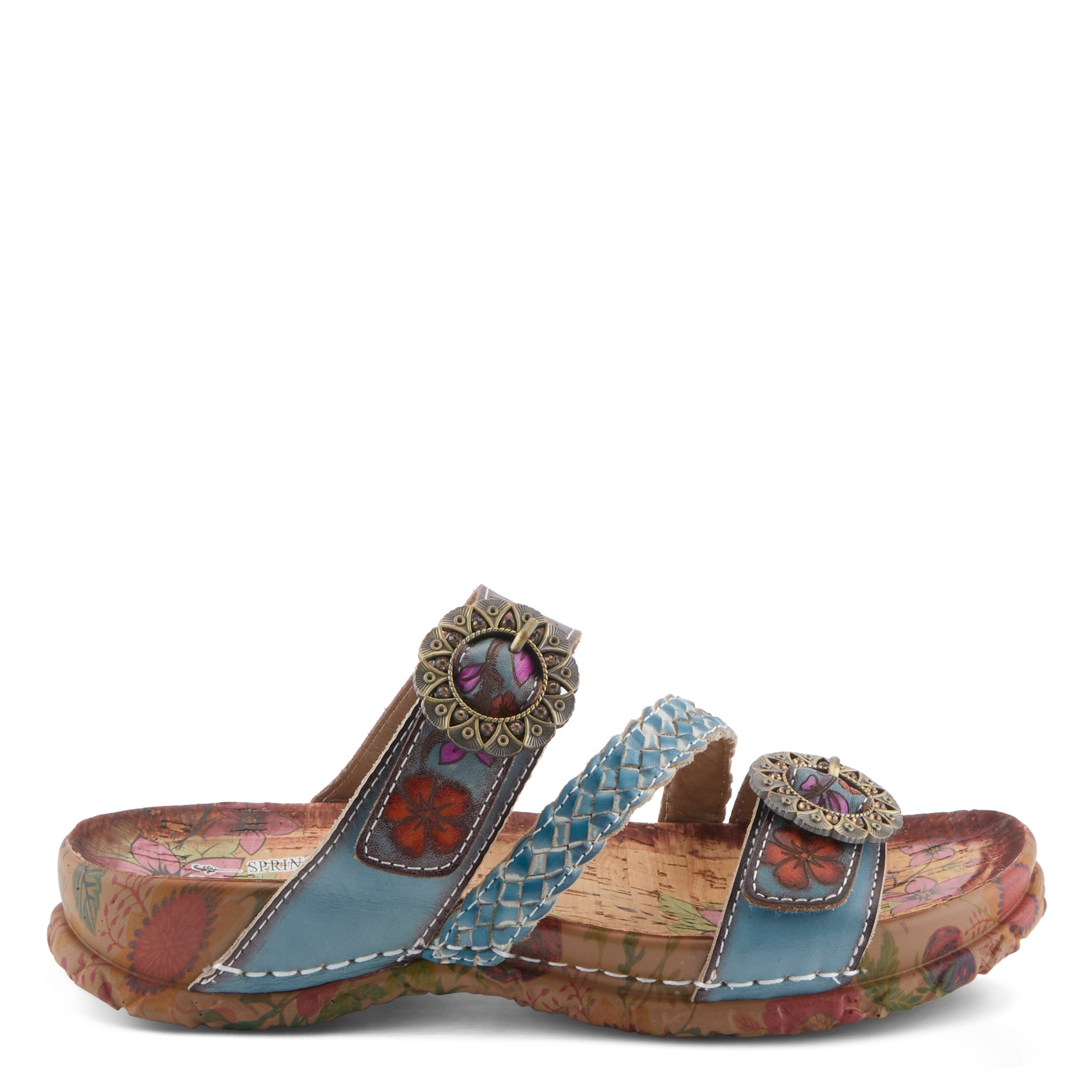 L'Artiste L'ARTISTE ONTHEROAD SANDALS sandal in blue multi with handcrafted leather design