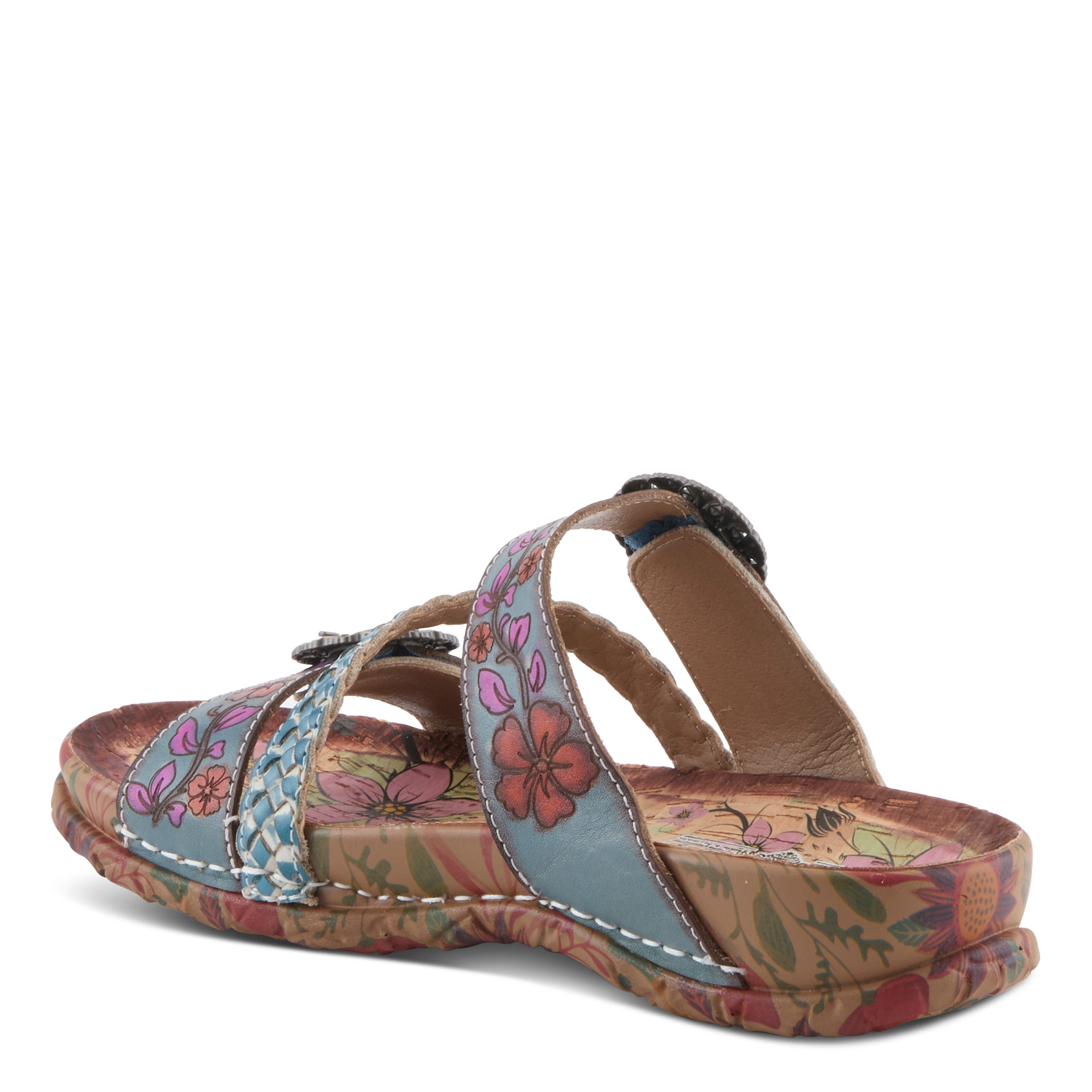 L'Artiste L'ARTISTE ONTHEROAD SANDALS sandal in blue multi with handcrafted leather design