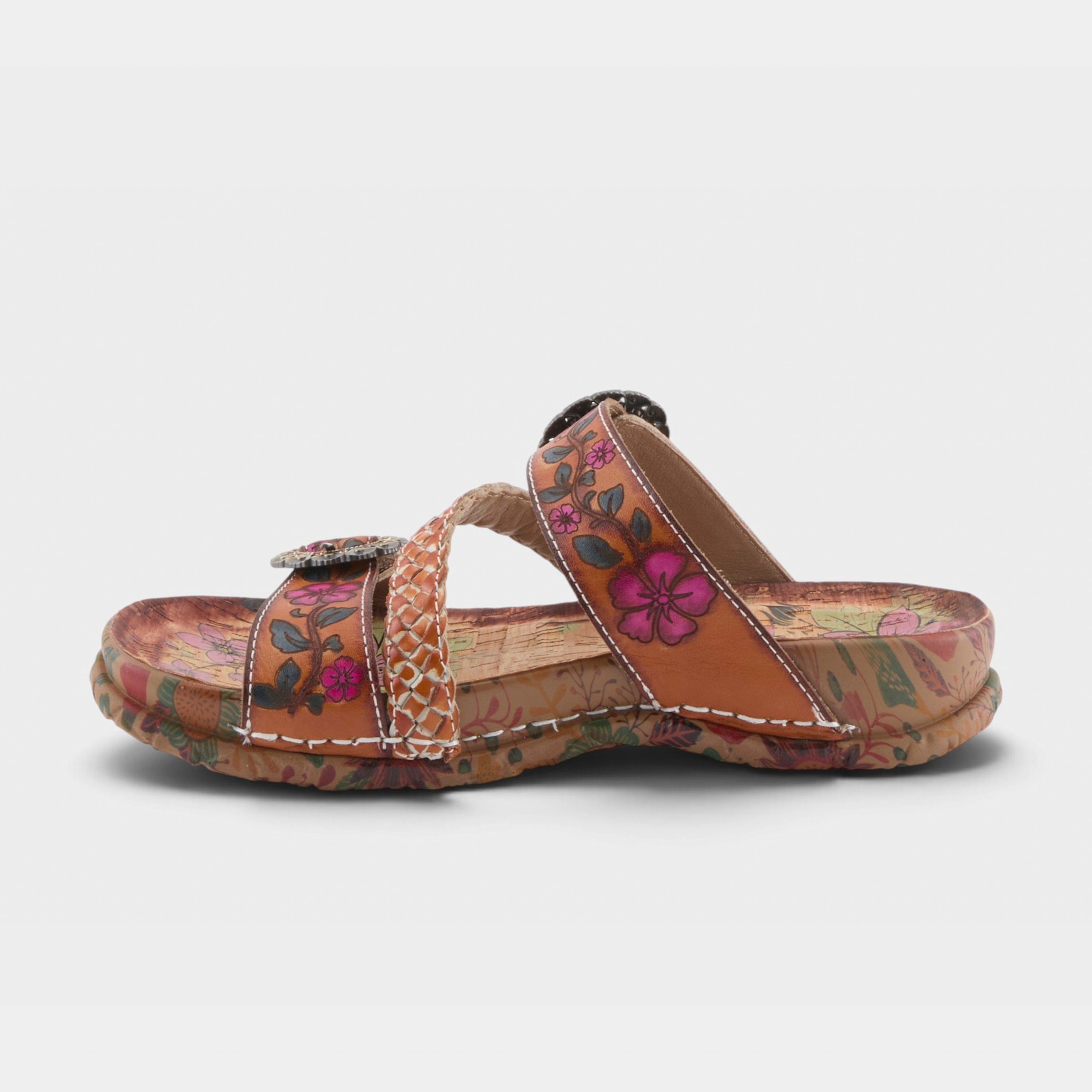 L'Artiste Ontheroad sandals in Camel Multi, side view