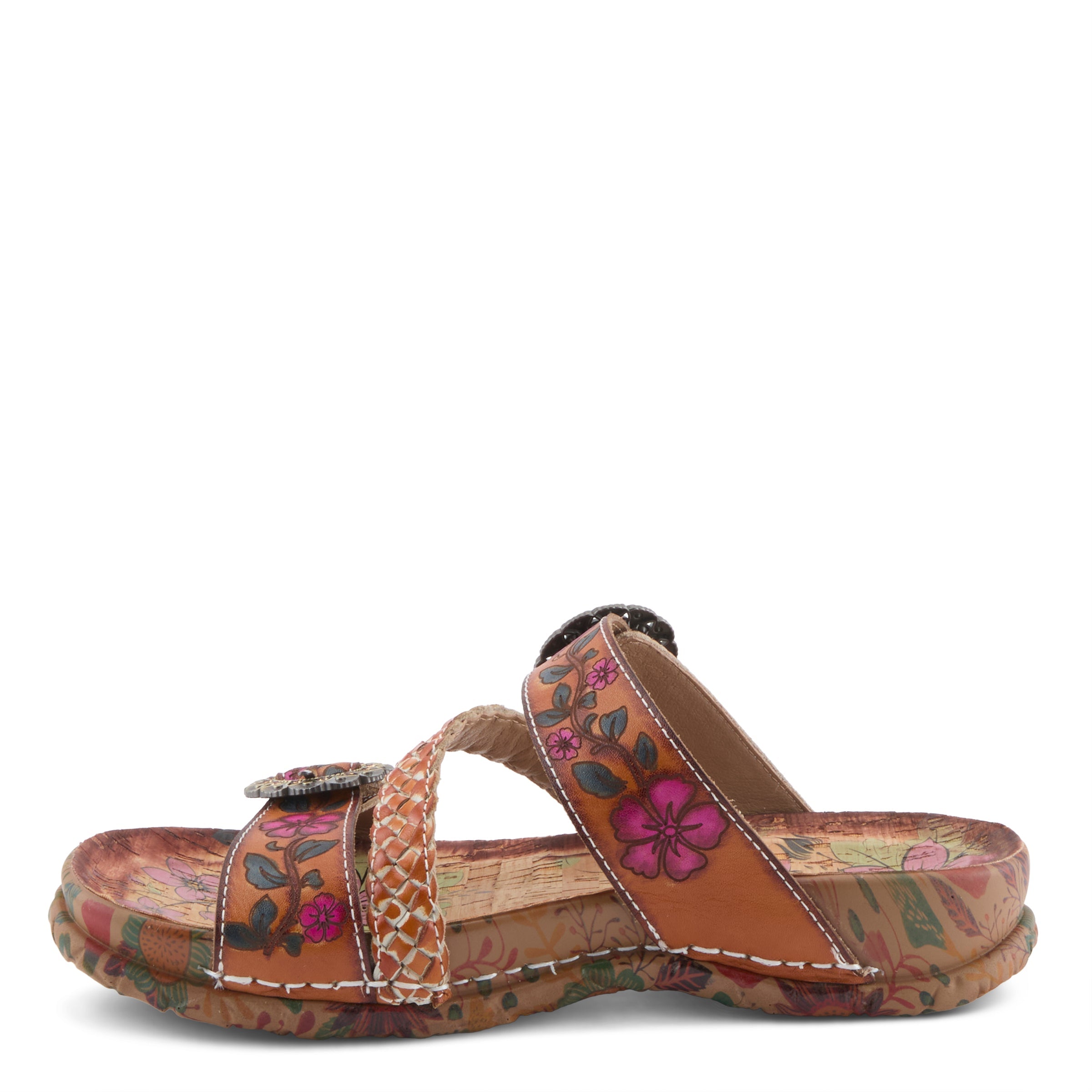L'Artiste L'ARTISTE ONTHEROAD SANDALS sandal in camel multi with handcrafted leather design