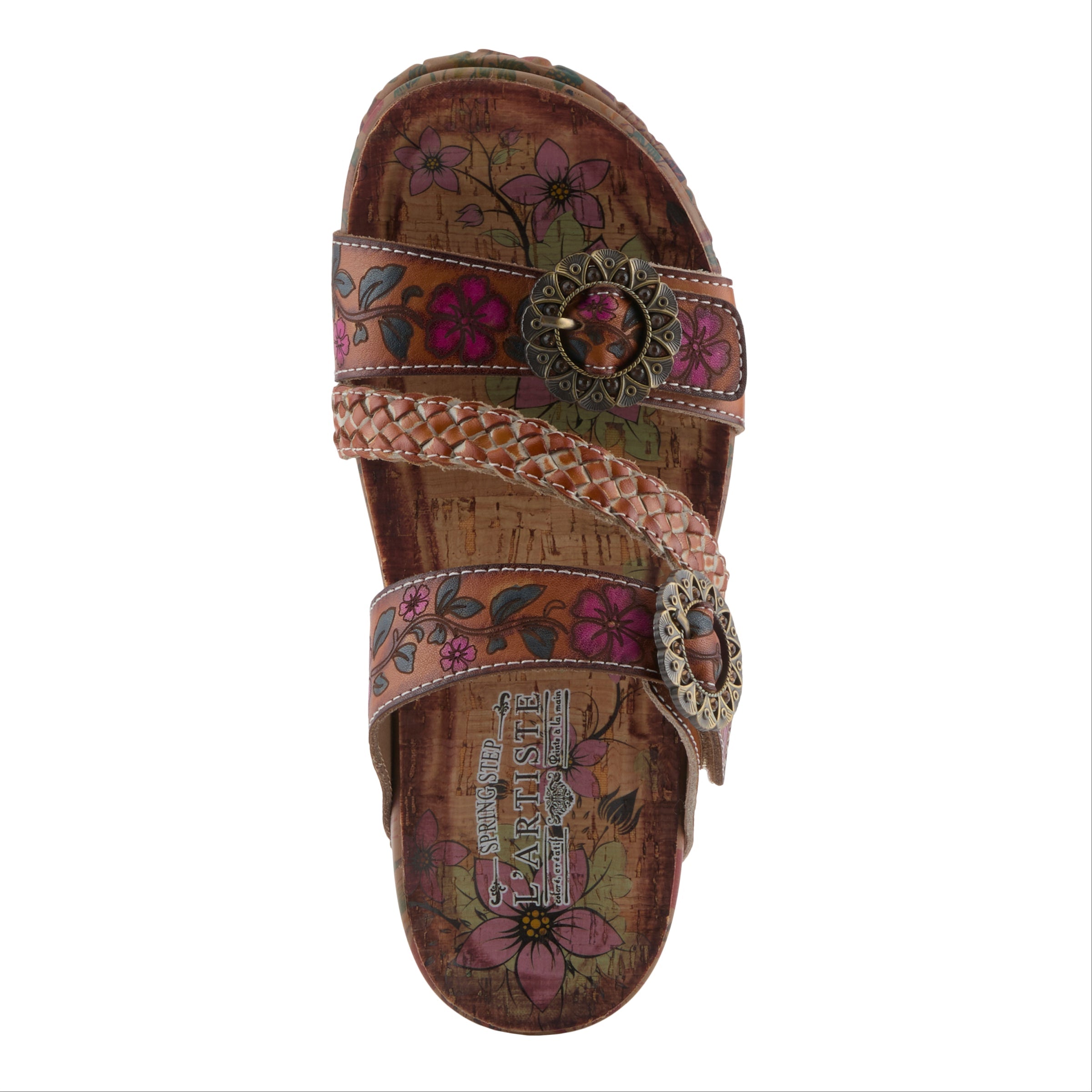 L'Artiste L'ARTISTE ONTHEROAD SANDALS sandal in camel multi with handcrafted leather design