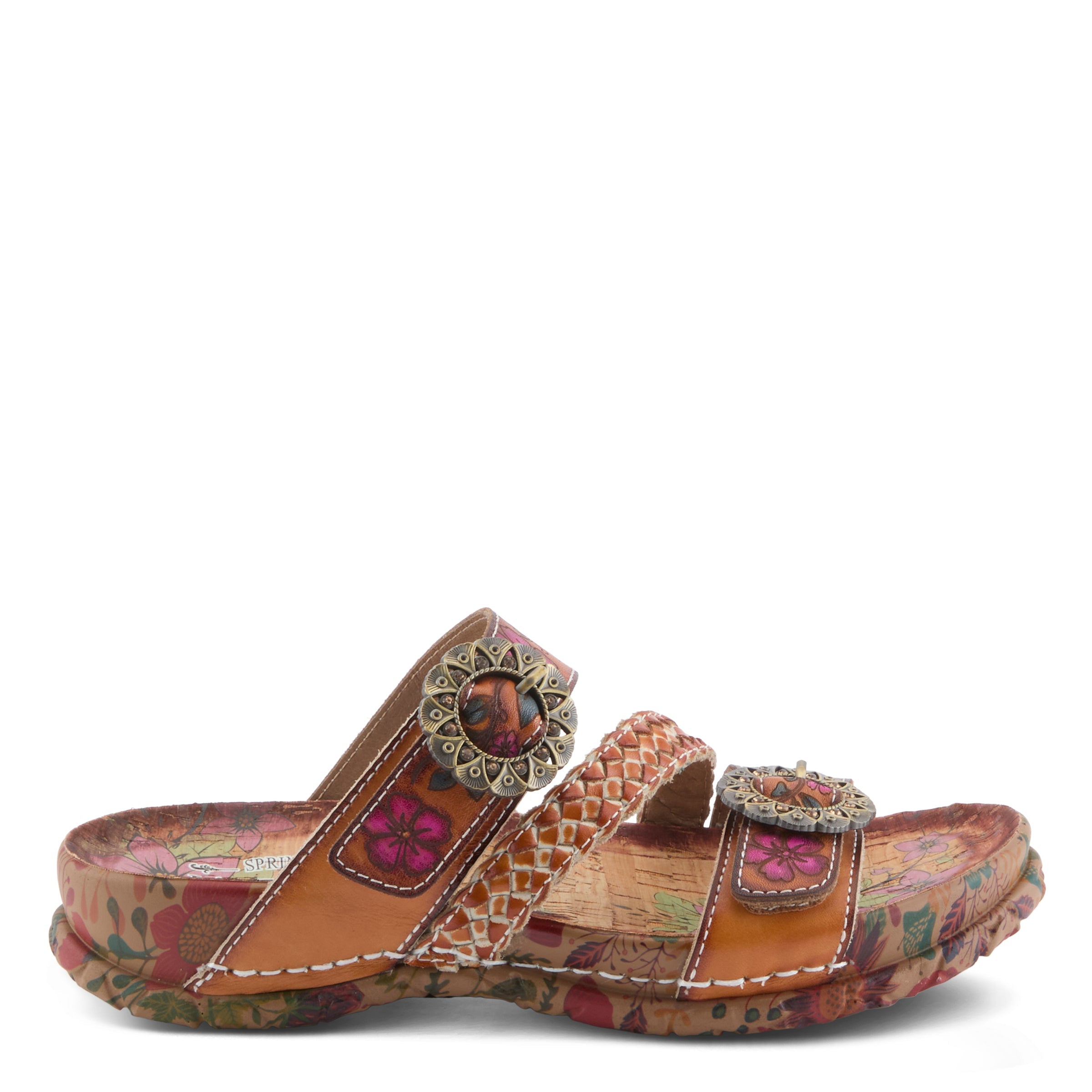L'Artiste L'ARTISTE ONTHEROAD SANDALS sandal in camel multi with handcrafted leather design