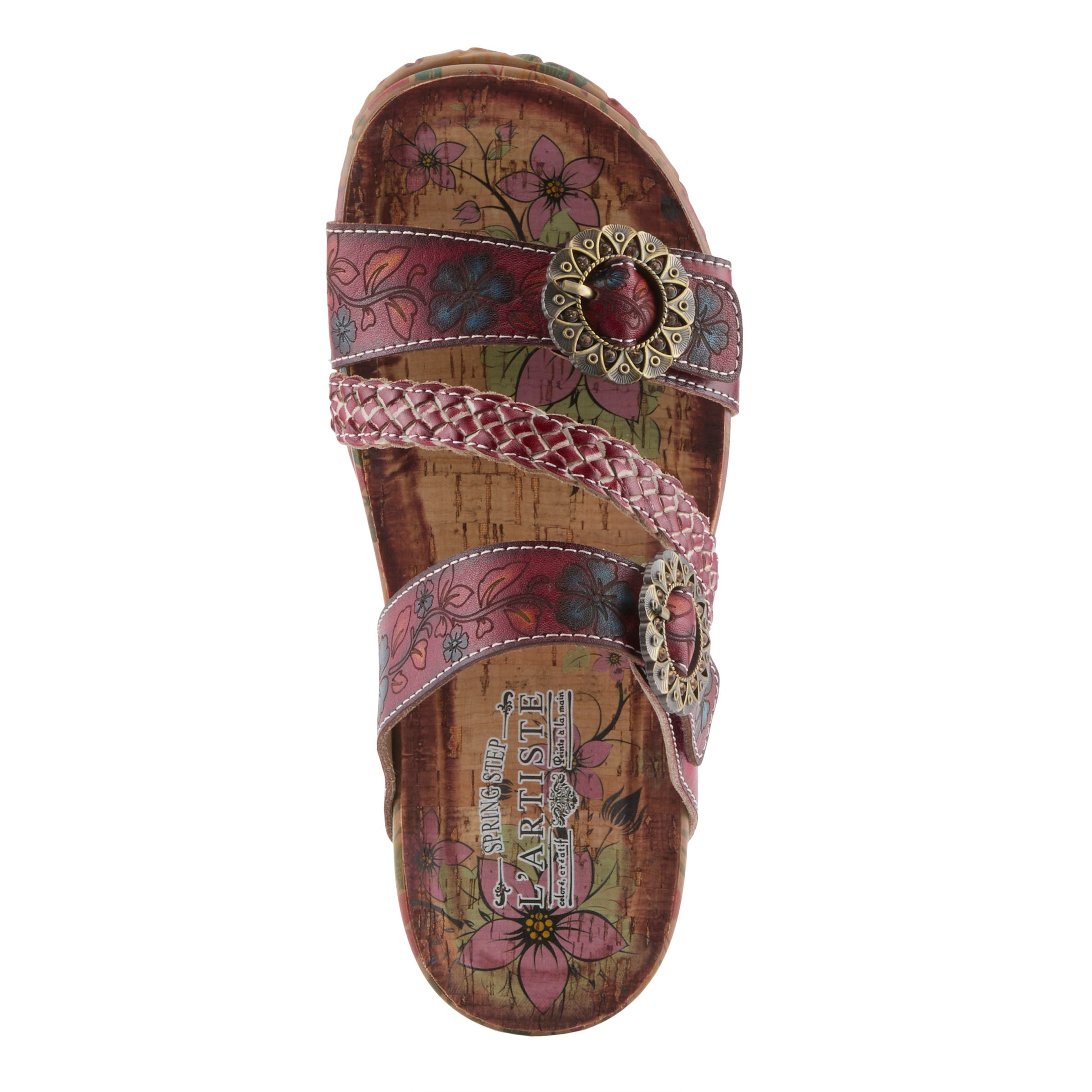 L'Artiste L'ARTISTE ONTHEROAD SANDALS sandal in dark red multi with handcrafted leather design