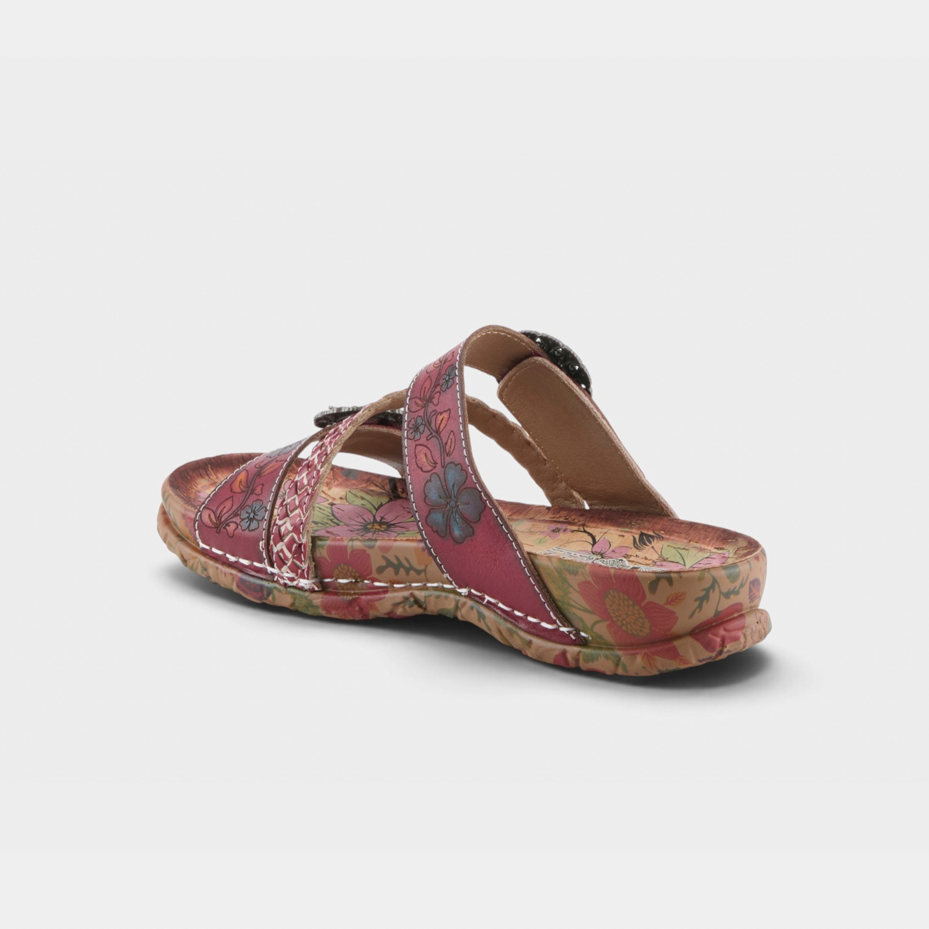 L'Artiste Ontheroad sandals in Dark Red Multi, alternate angle view