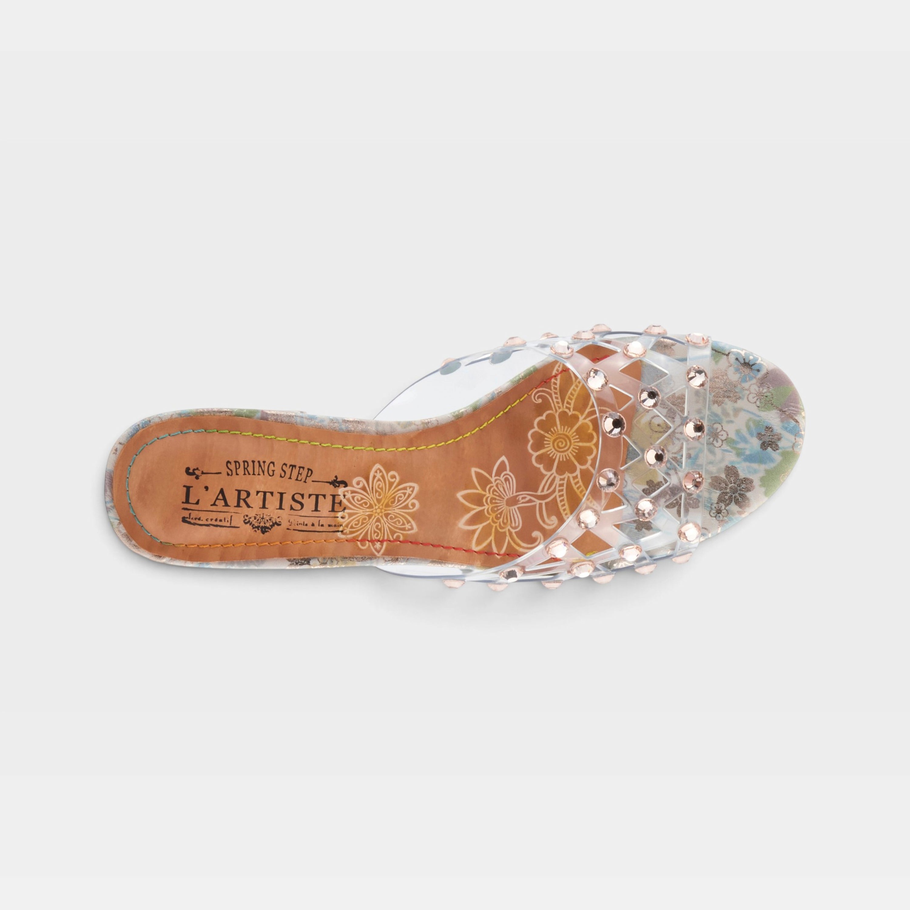 L'Artiste Ontherox sandals in Camel Multi, top view