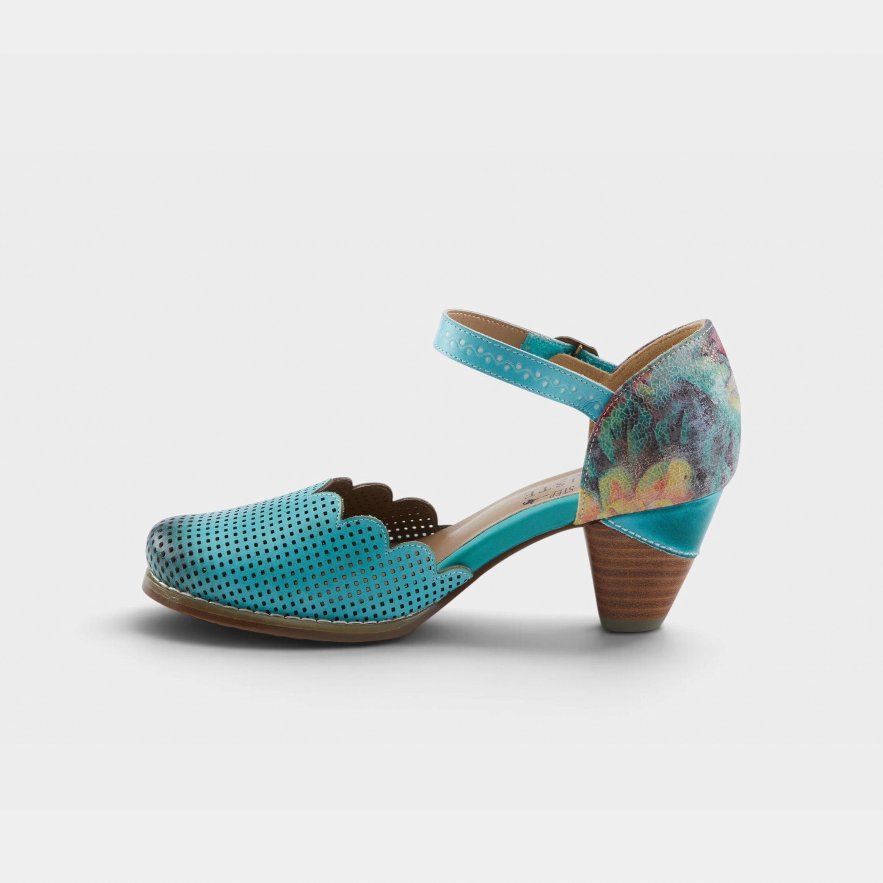 L'Artiste Parchelle Mary Jane shoes in Sky Blue Multi, side view