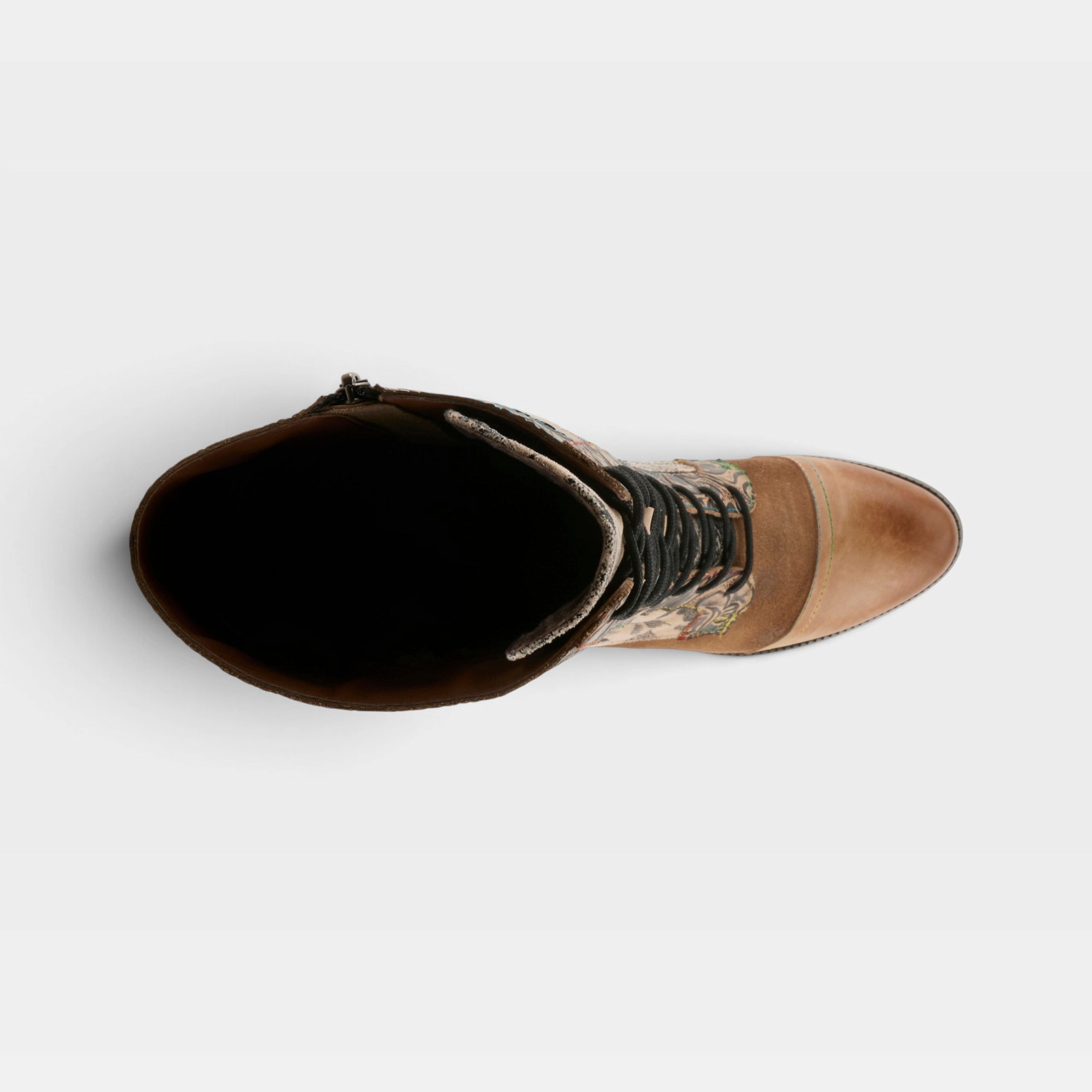 L'Artiste Peonyheaven-Viv boots in Beige Multi, top view