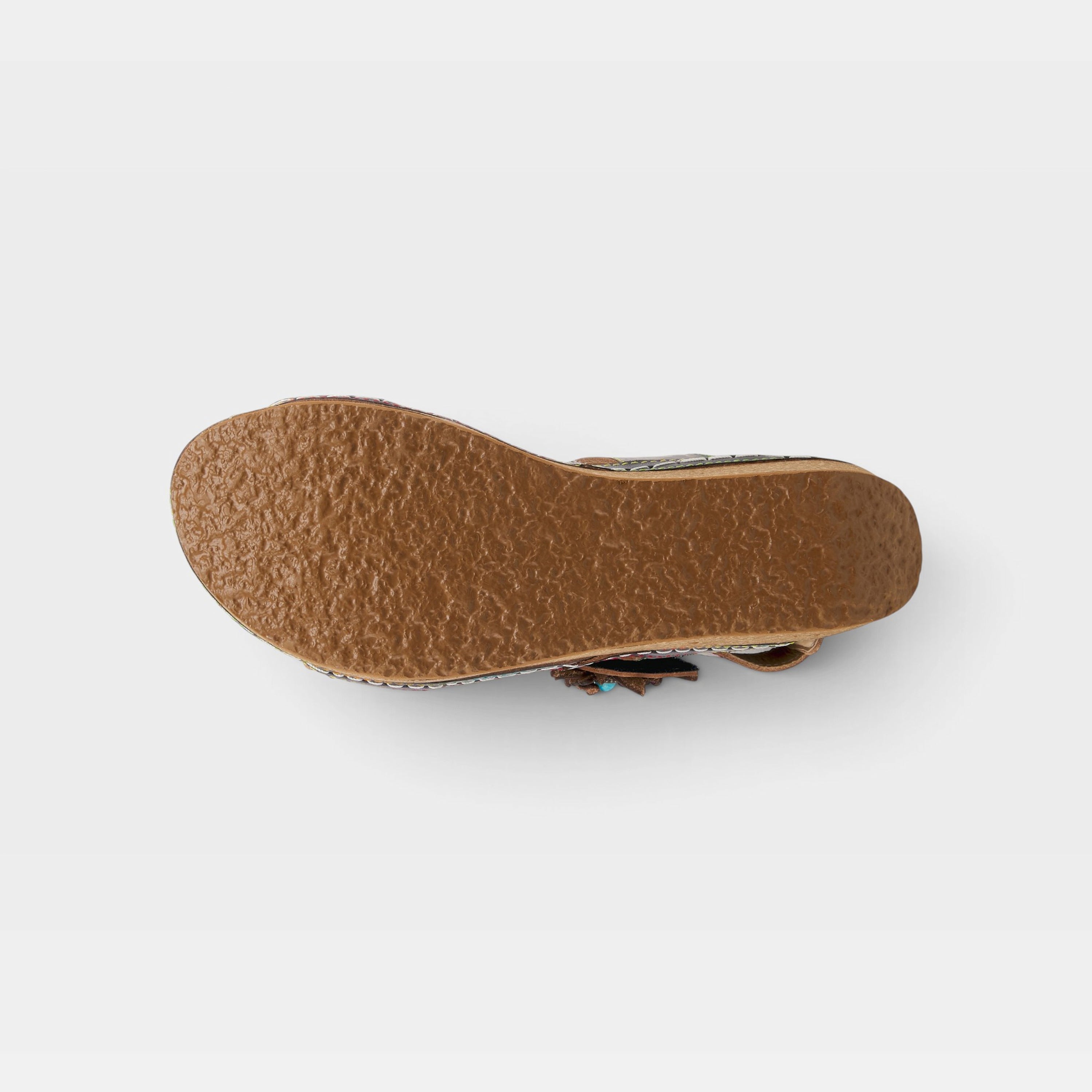 L'Artiste Pickford back strap sandals in Navy Multi, outsole view