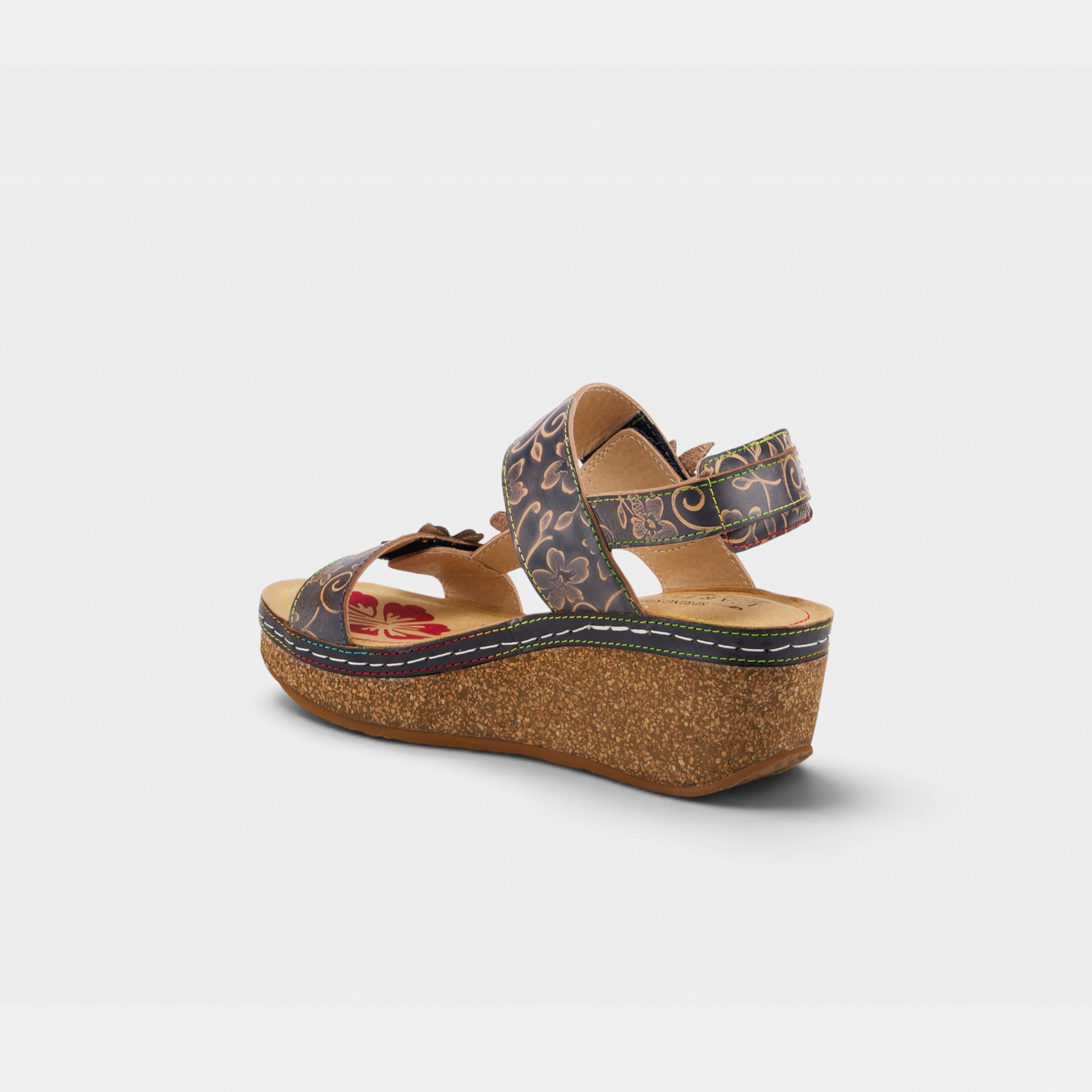 L'Artiste Pickford back strap sandals in Navy Multi, alternate angle view