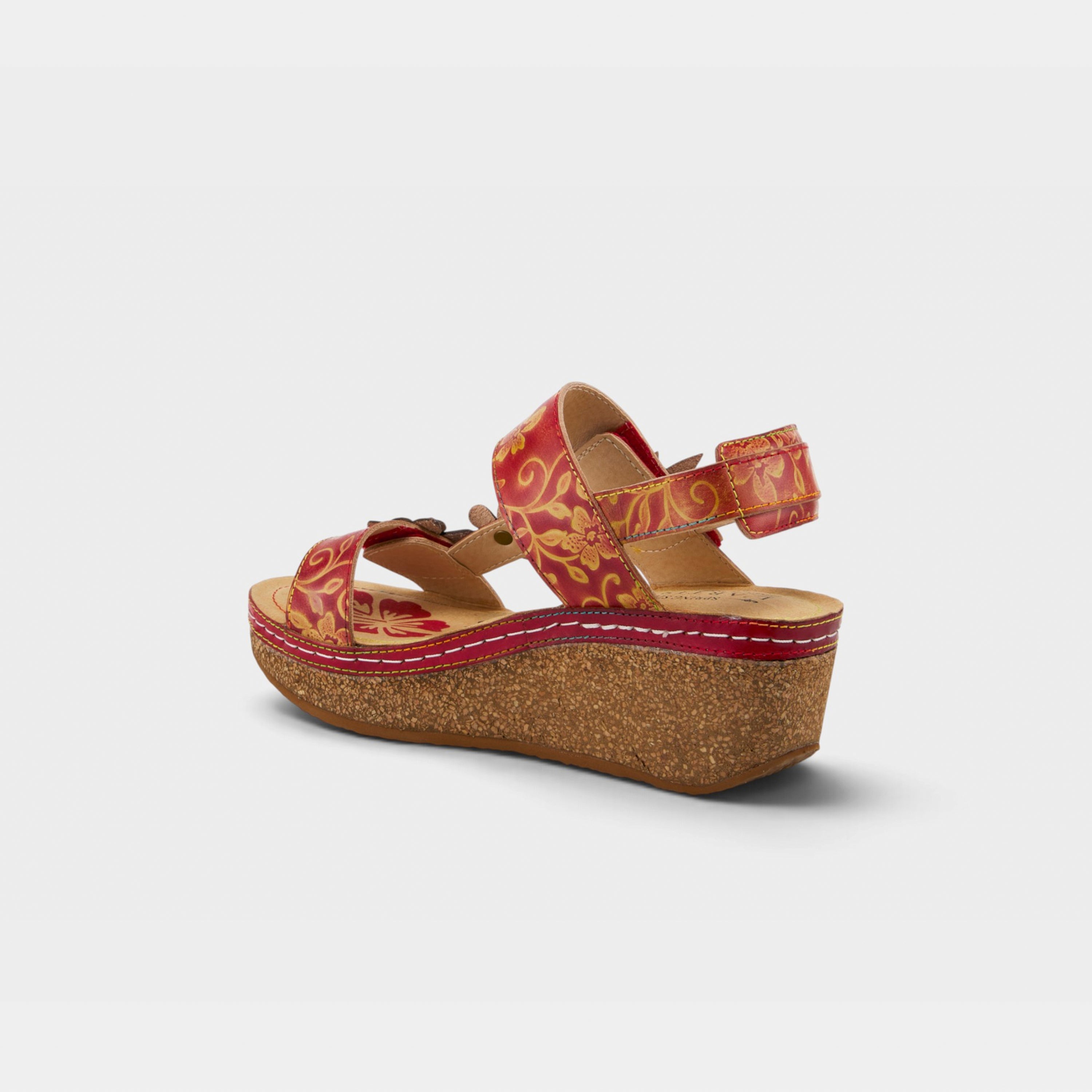 L'Artiste Pickford back strap sandals in Red Multi, alternate angle view