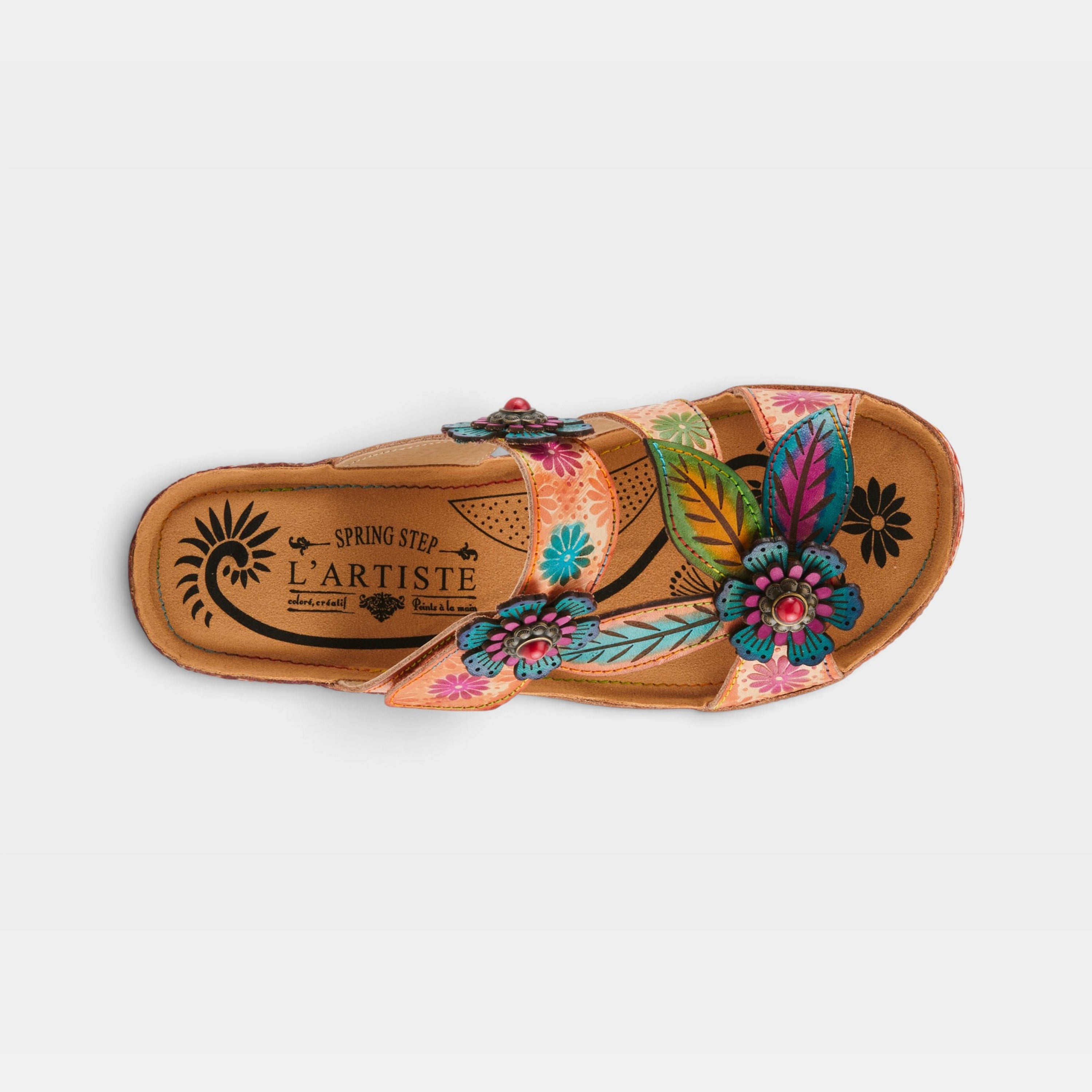 L'Artiste Pillow-Soft sandals in Peach Multi, top view