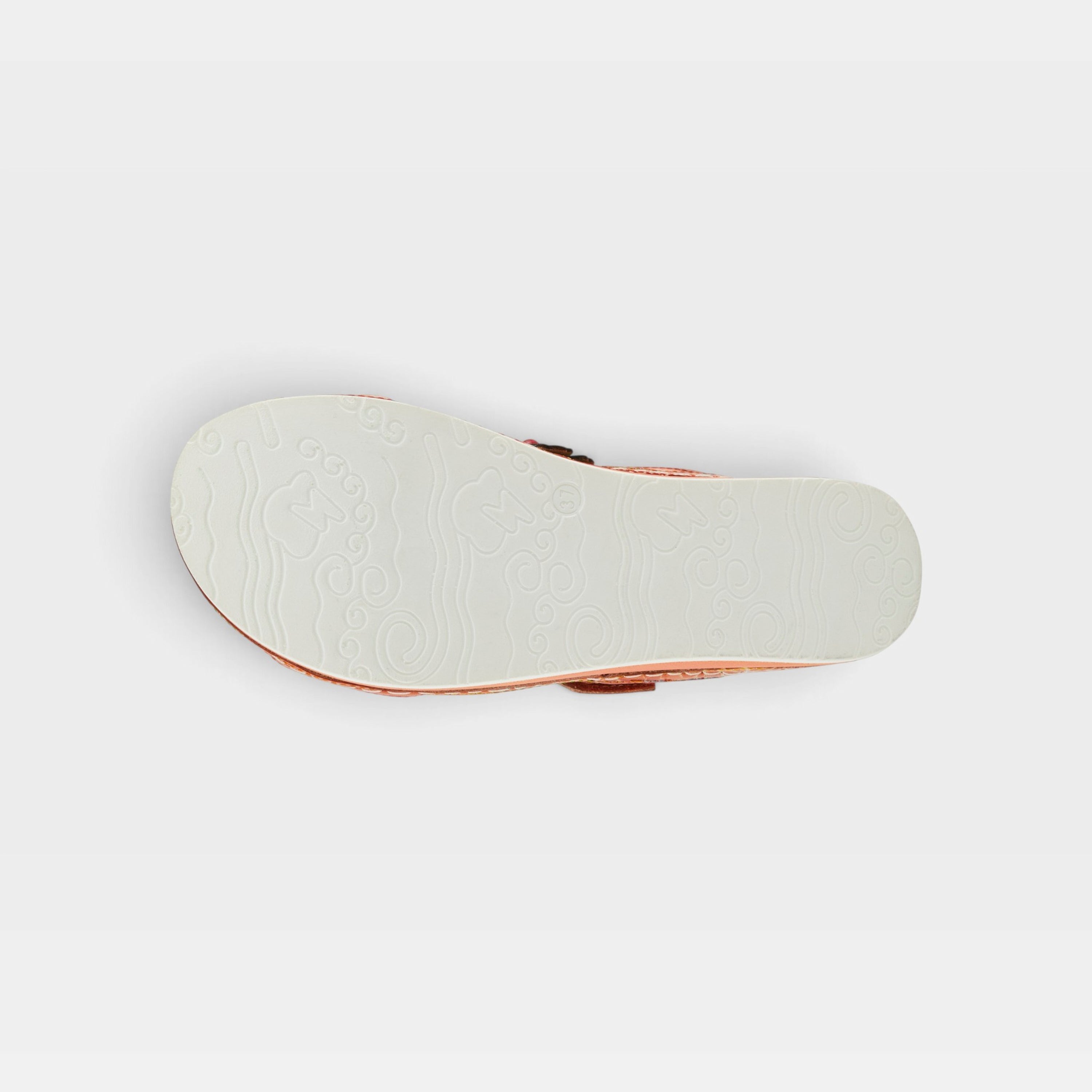 L'Artiste Pillow-Soft sandals in Peach Multi, outsole view