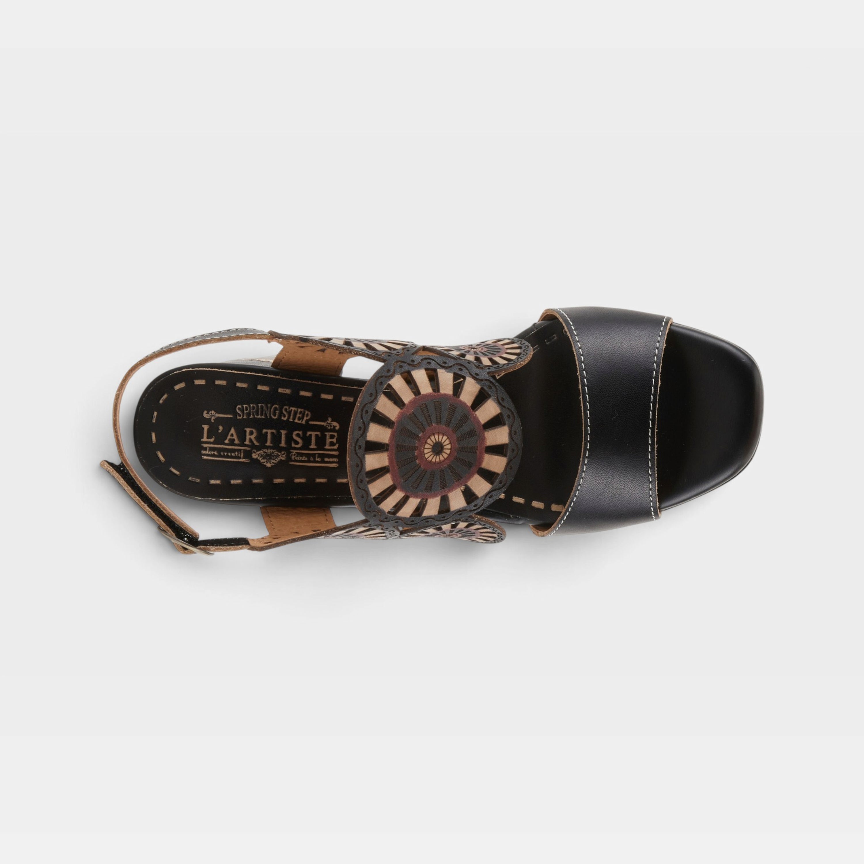 L'Artiste Pinwheel sandals in Black, top view