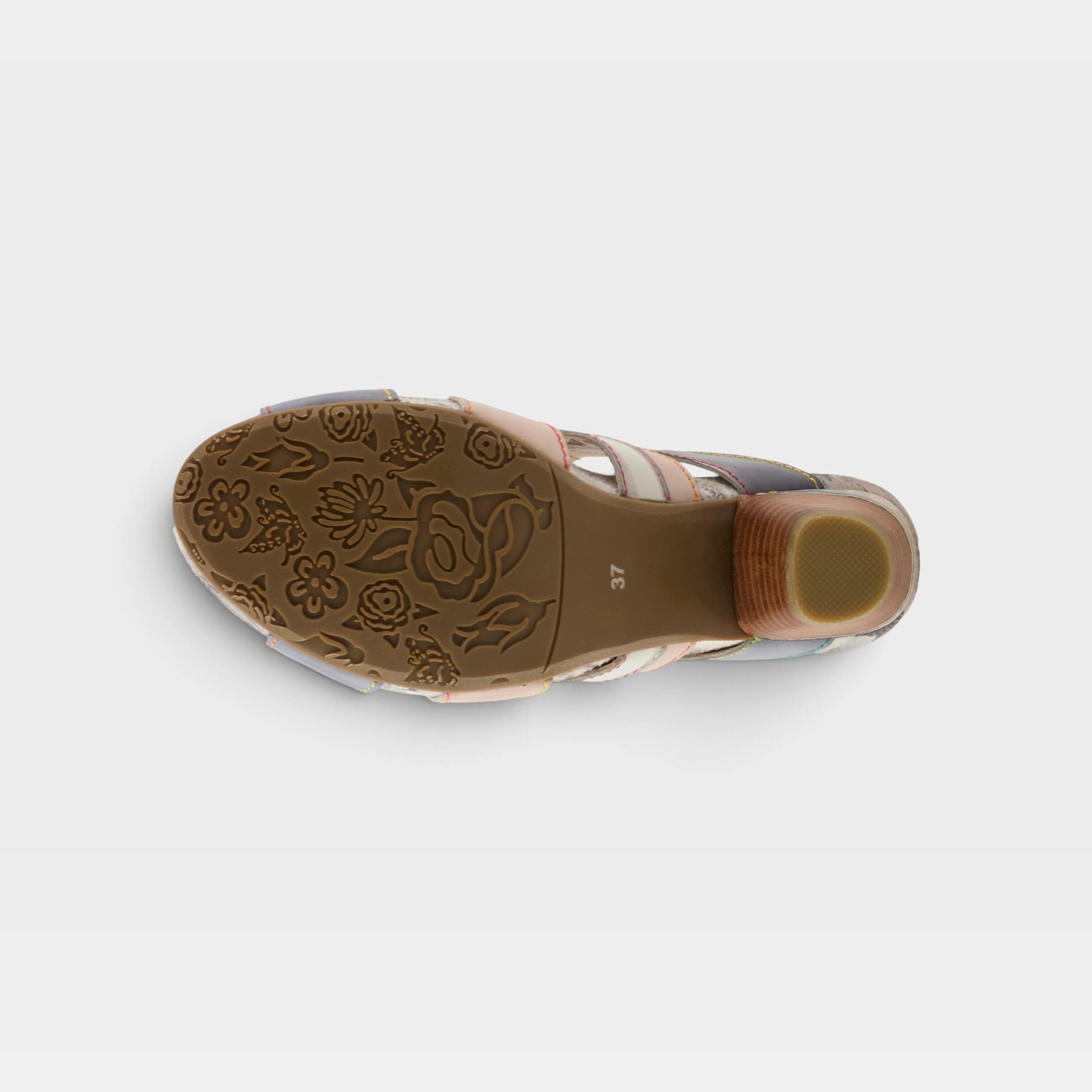 L'Artiste Pita sandals in Slate Multi, outsole view