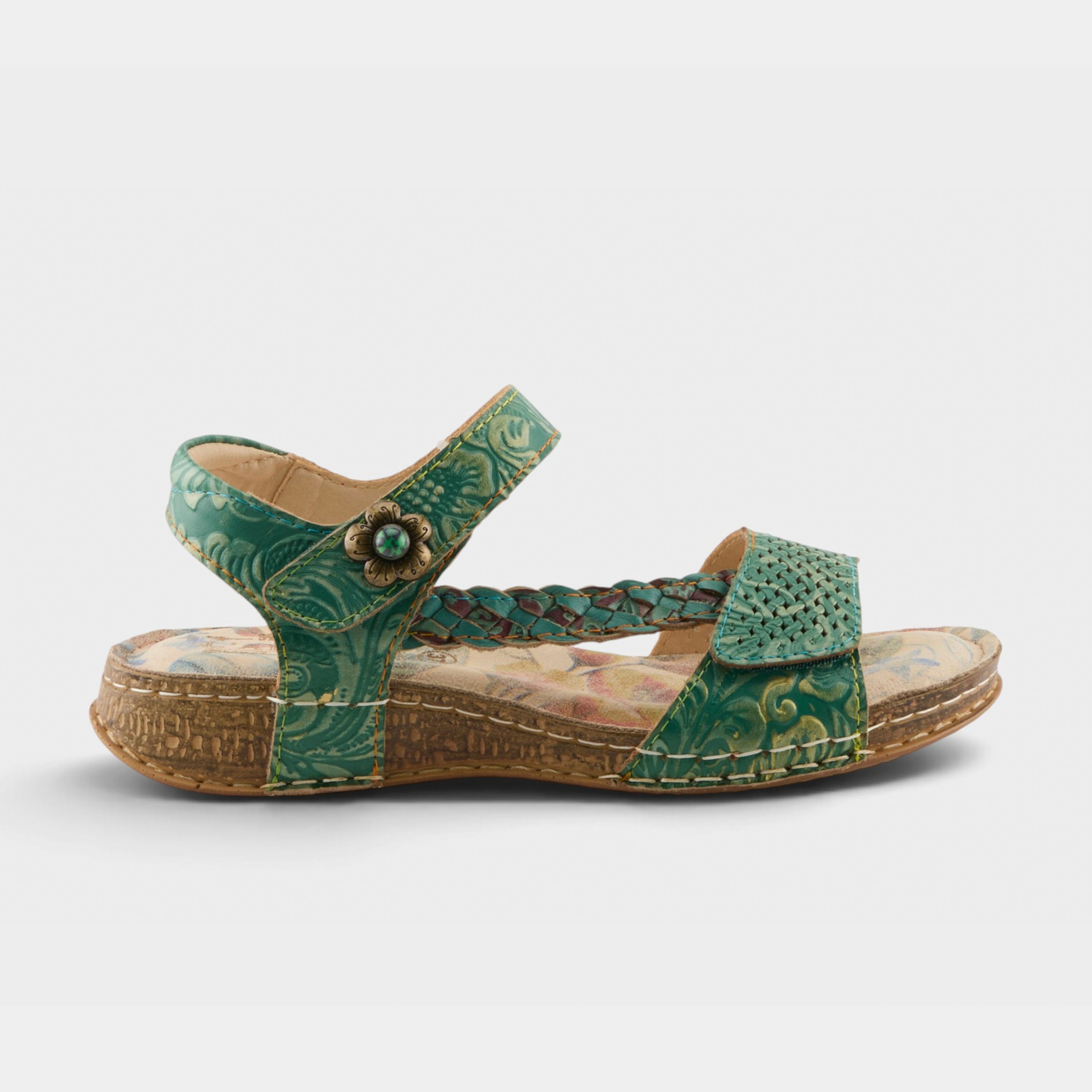 L'Artiste Popular sandal in Green Multi, hero view