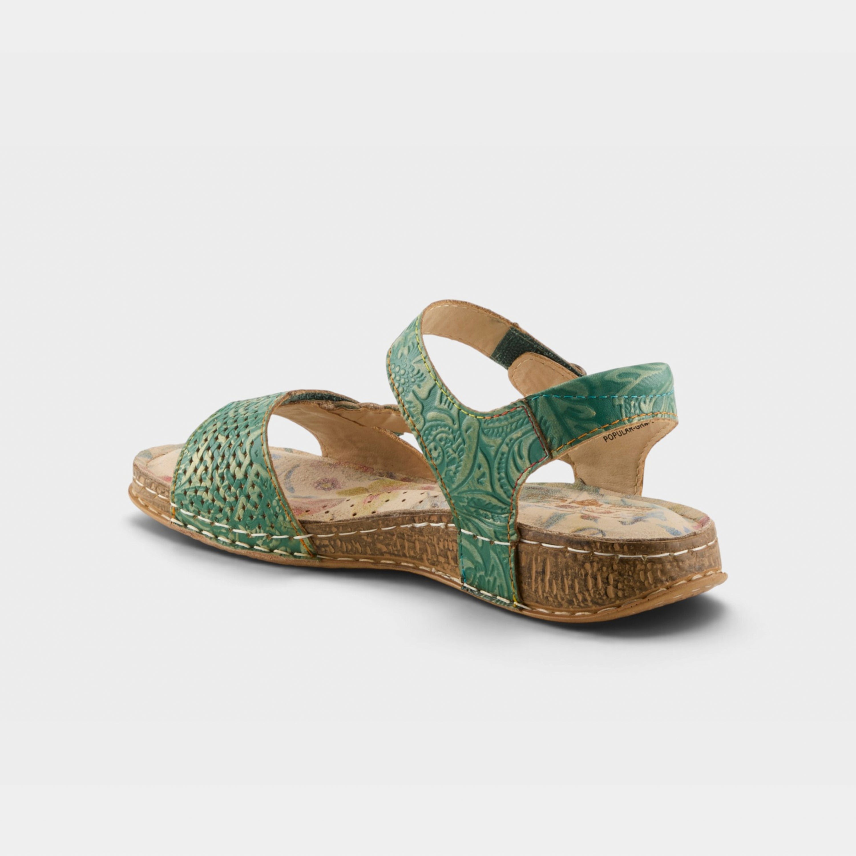L'Artiste Popular sandal in Green Multi, alternate angle view