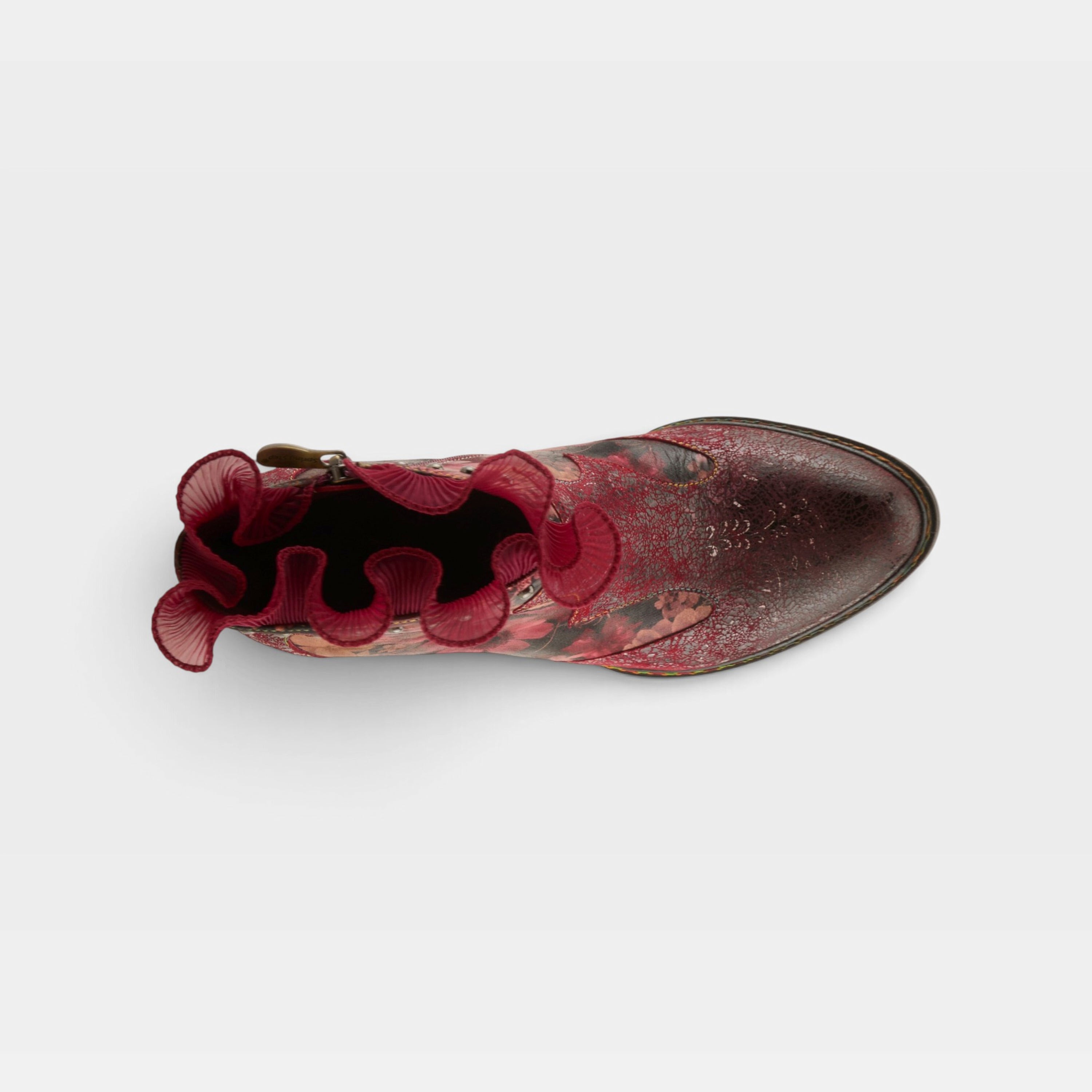 L'Artiste Razzy boots in Bordeaux Multi, top view