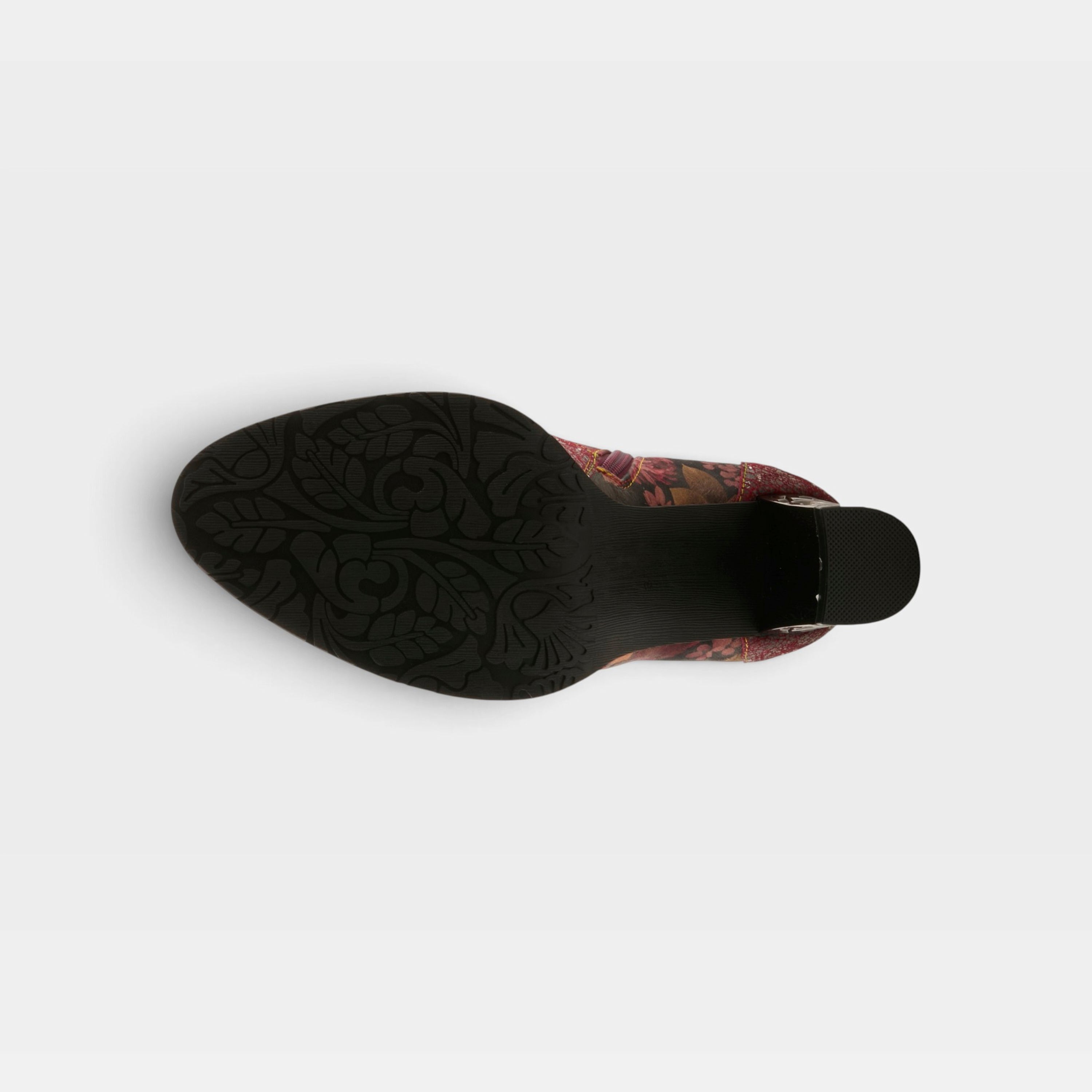 L'Artiste Razzy boots in Bordeaux Multi, outsole view