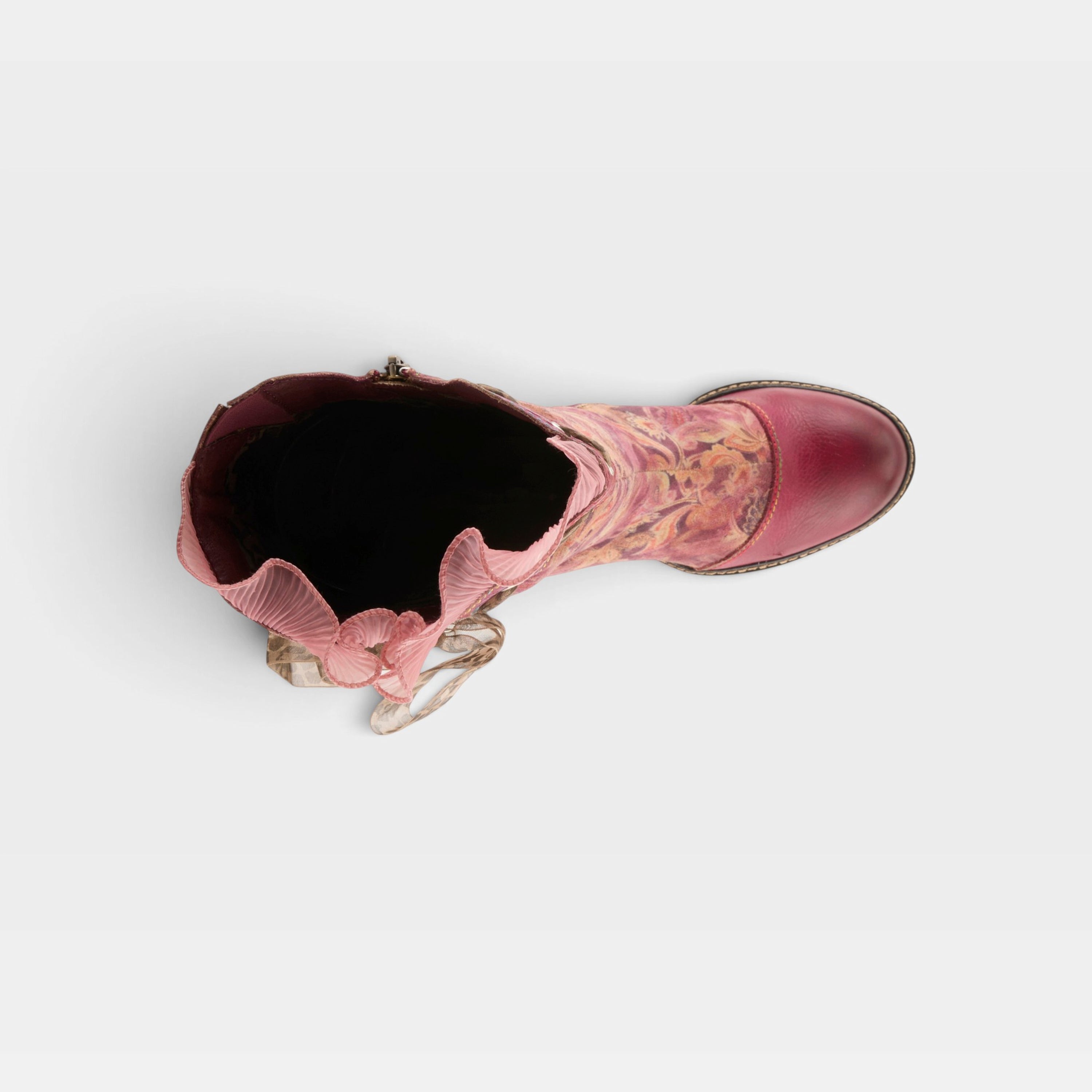 L'Artiste Rorria boots in Bordeaux Multi, top view