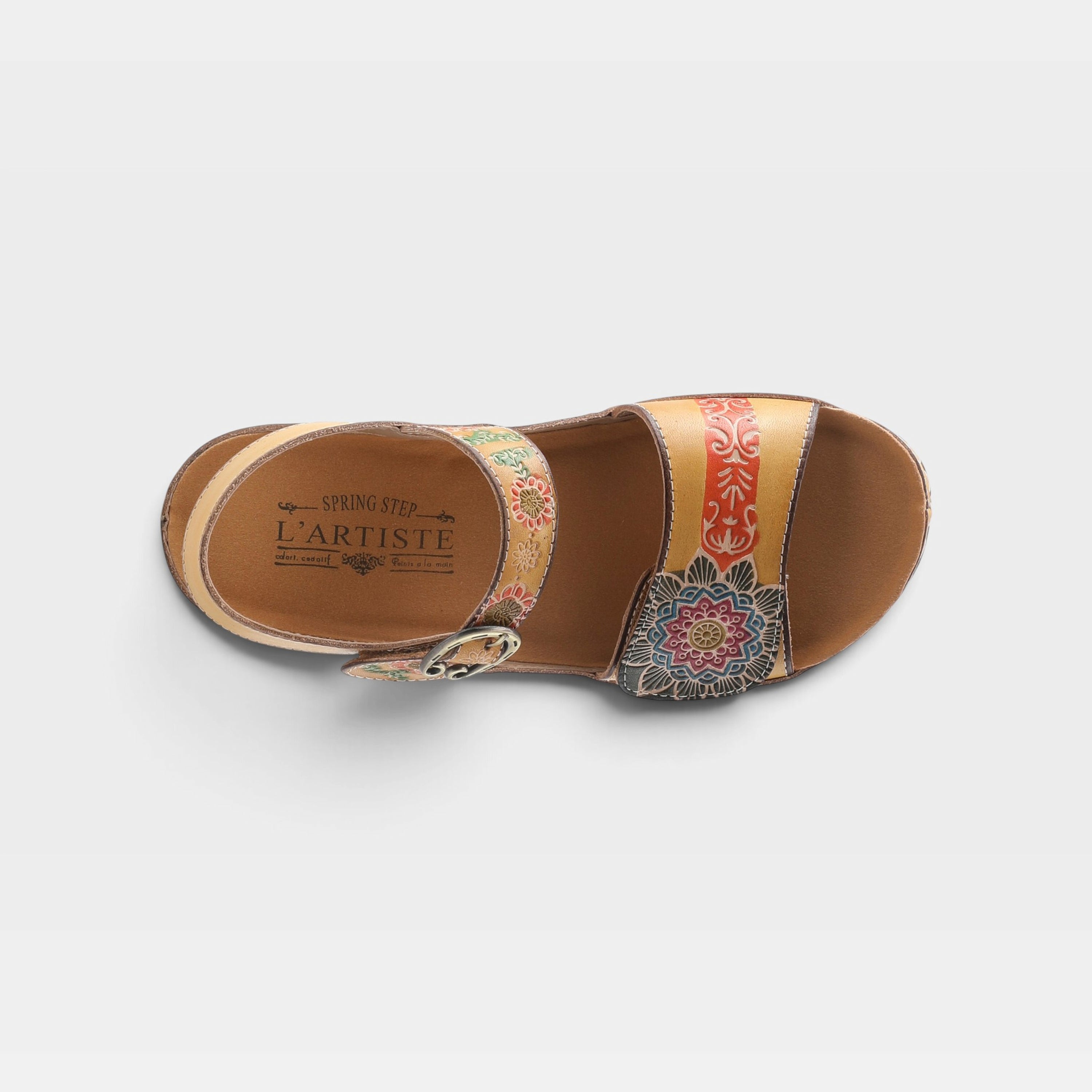 L'Artiste Roshni sandals in Natural Multi, top view