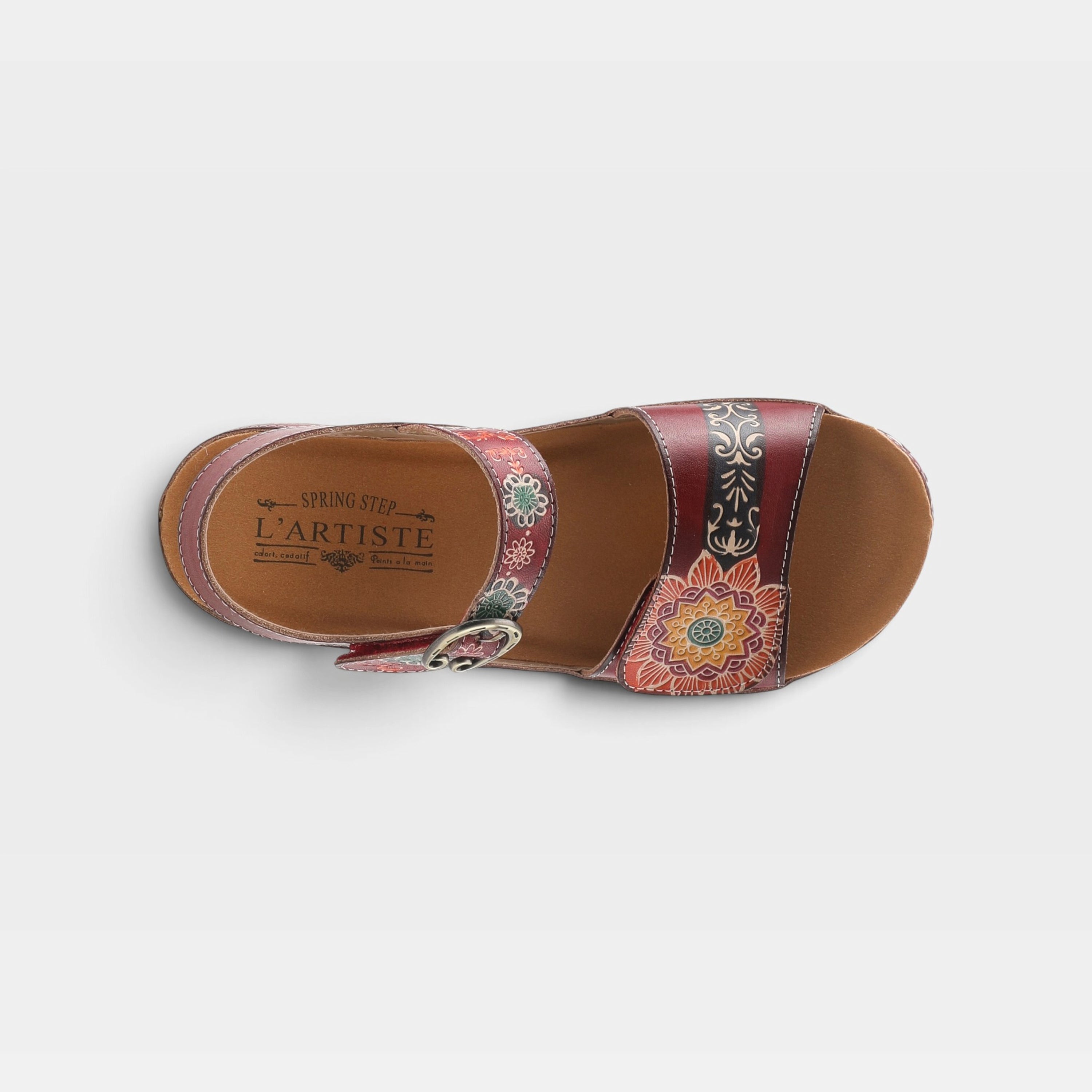 L'Artiste Roshni sandals in Red Multi, top view