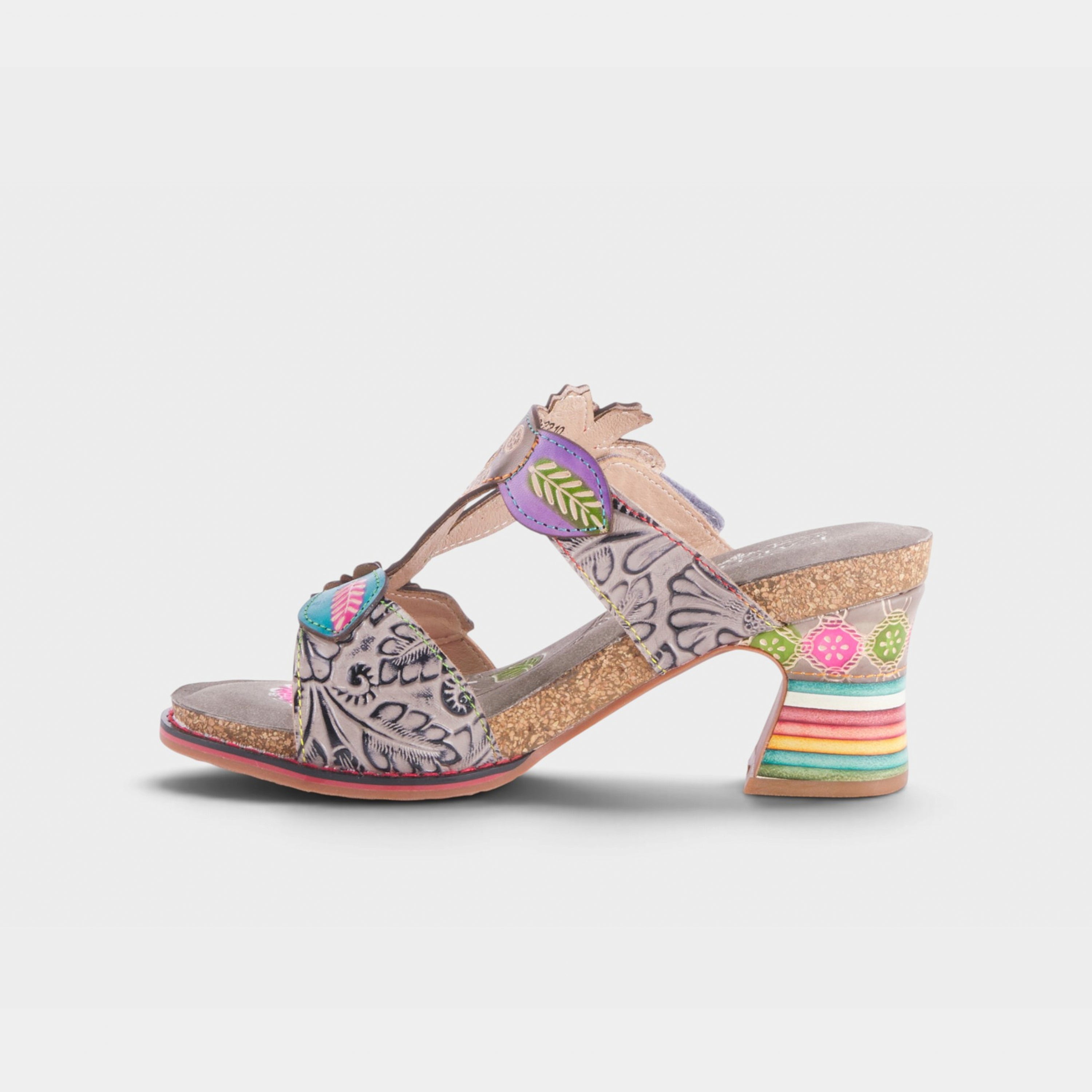 L'Artiste Rossie heeled sandals in Grey Multi, side view