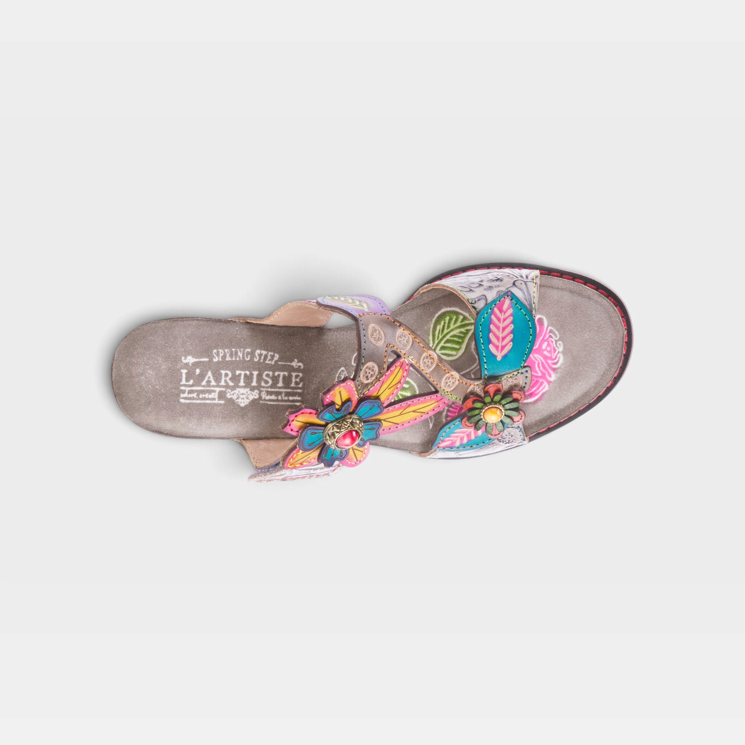 L'Artiste Rossie heeled sandals in Grey Multi, top view
