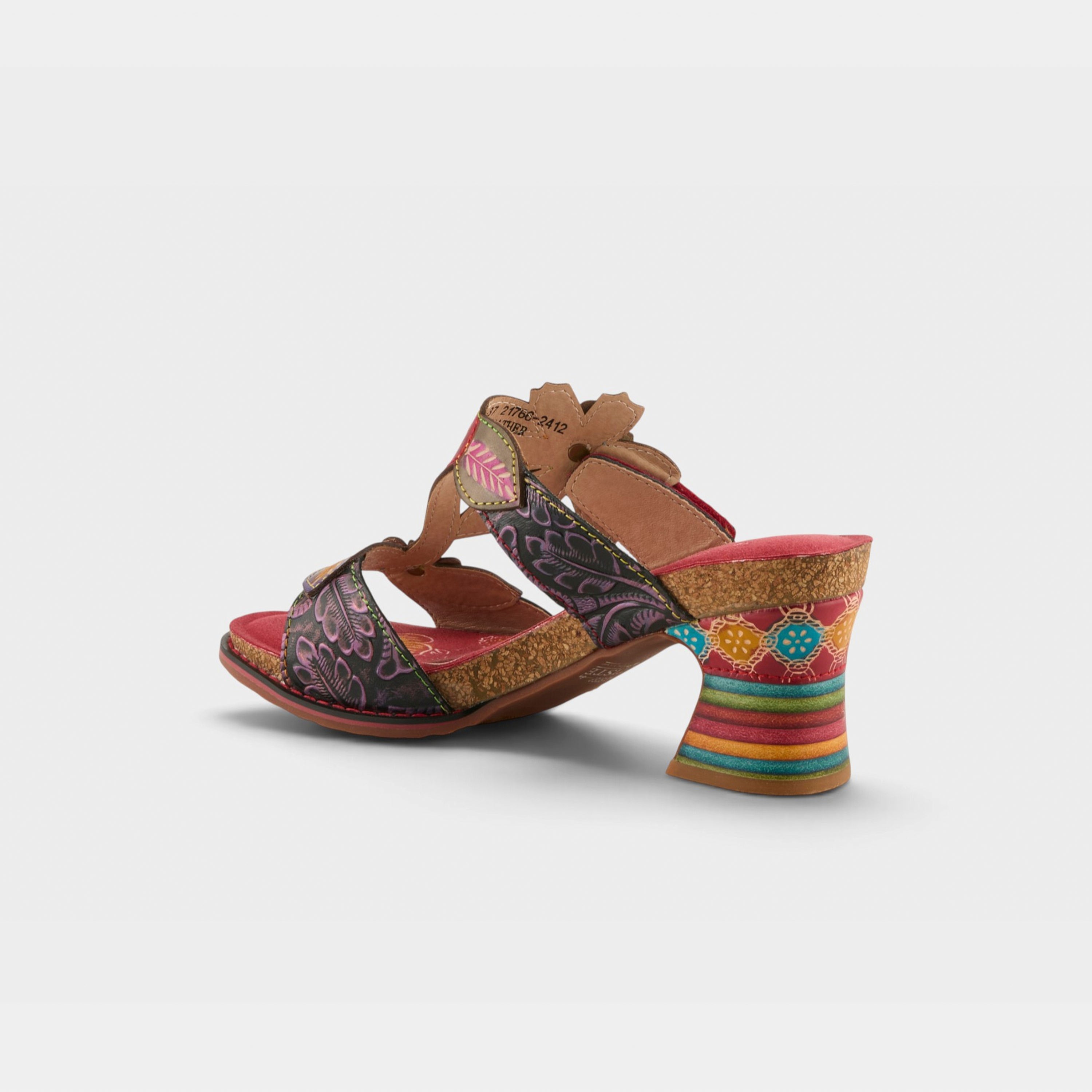 L'Artiste Rossie heeled sandals in Red Multi, alternate angle view