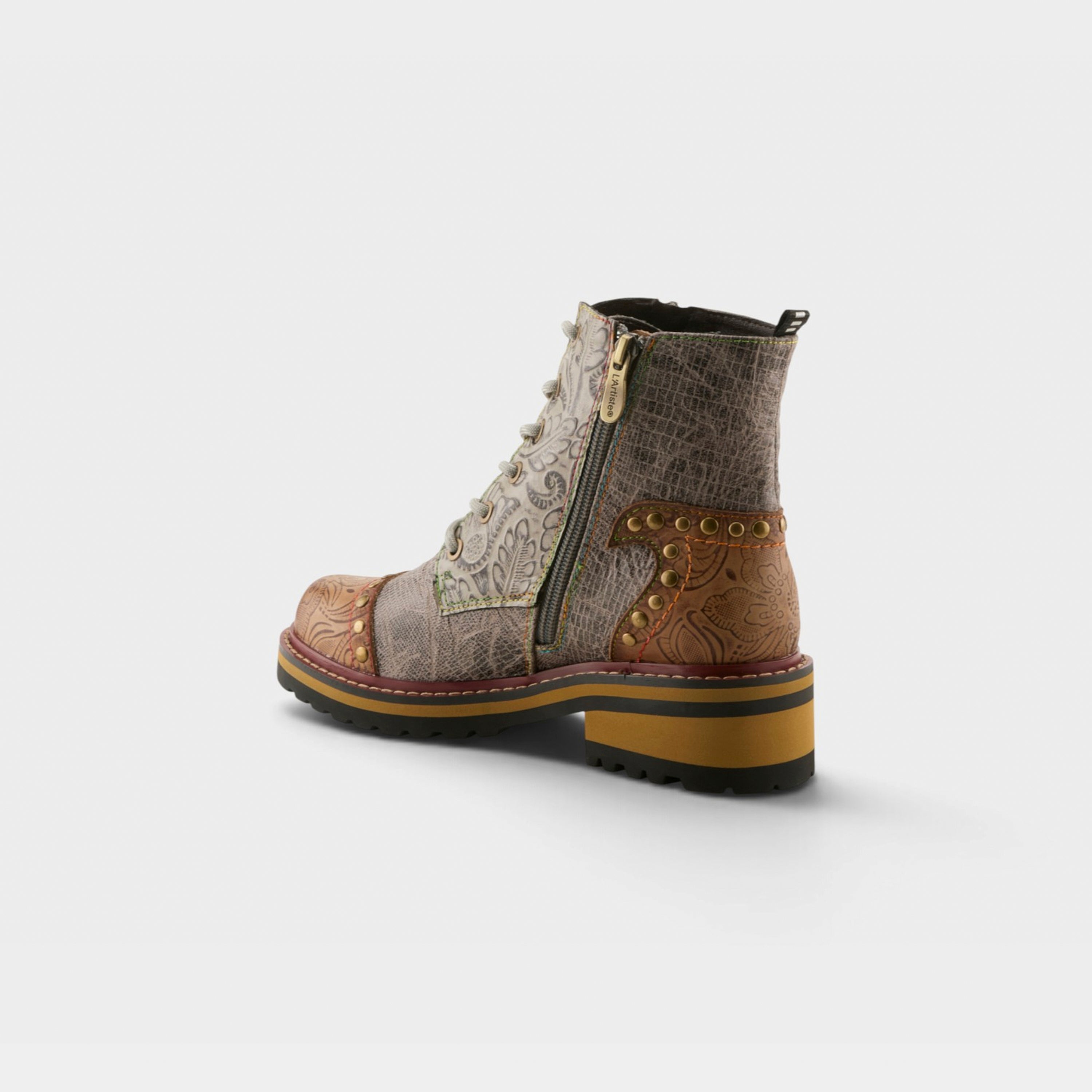L'Artiste Rugup booties in Beige Multi, alternate angle view