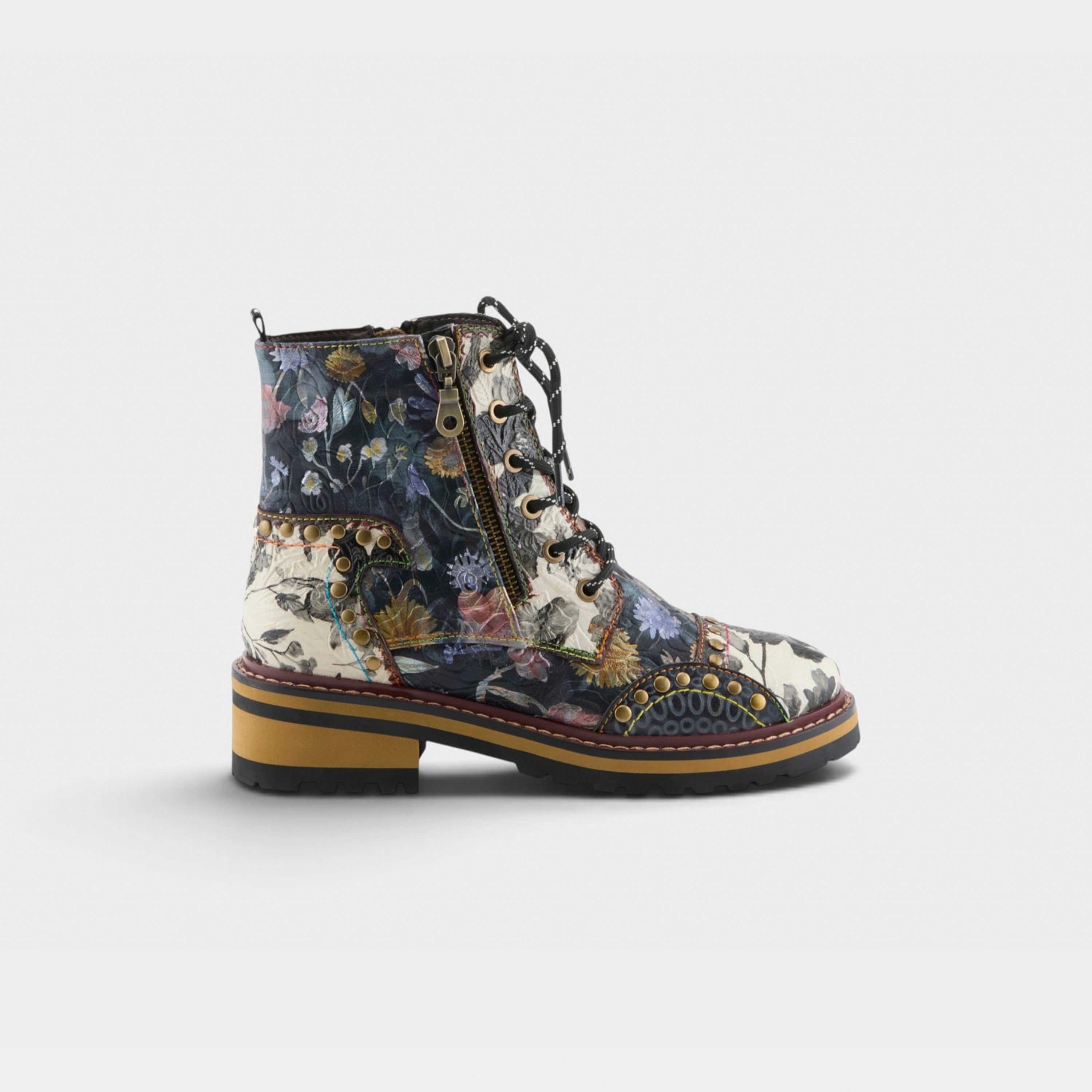 L'Artiste Rugup-Flower booties in Black Multi, hero view