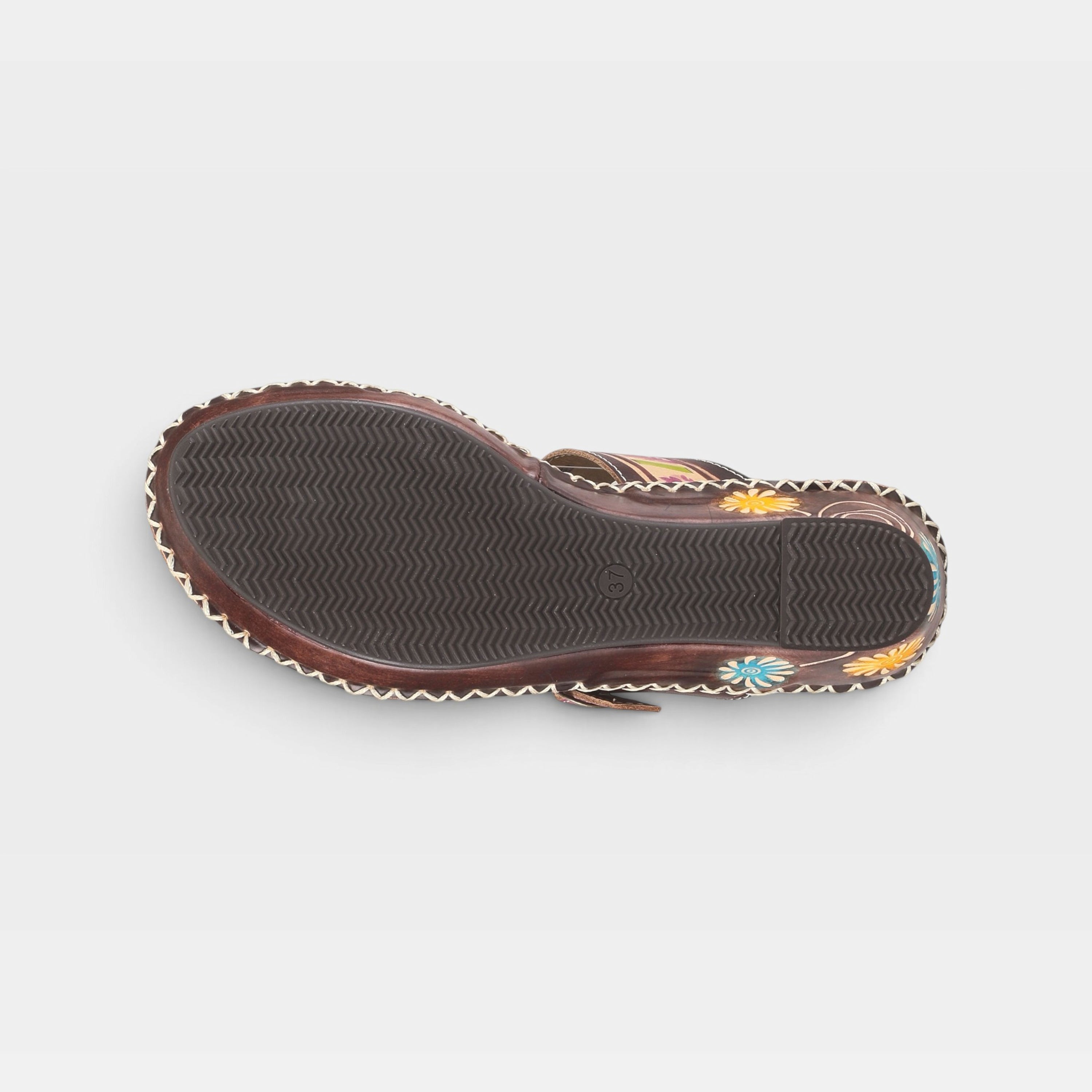 L'Artiste Santorini slide sandal in Brown, outsole view