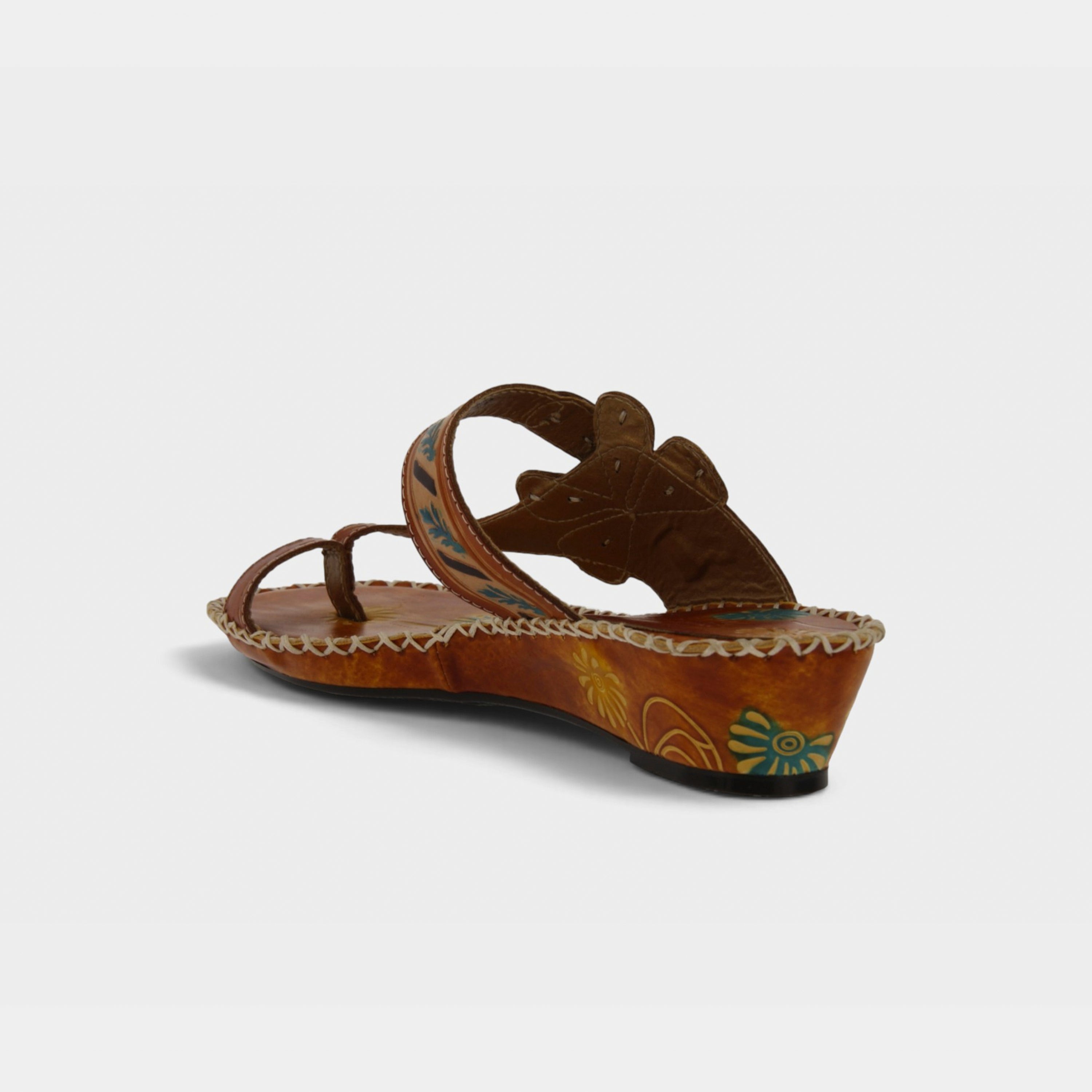 L'Artiste Santorini slide sandal in Camel, alternate angle view