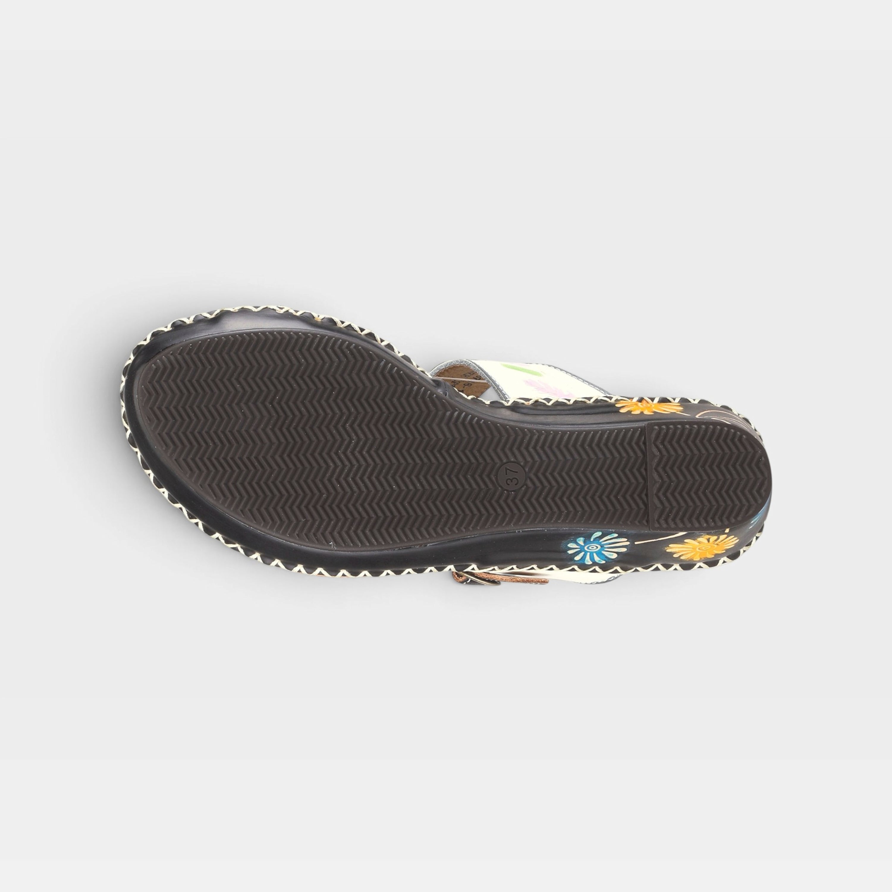 L'Artiste Santorini slide sandal in White, outsole view