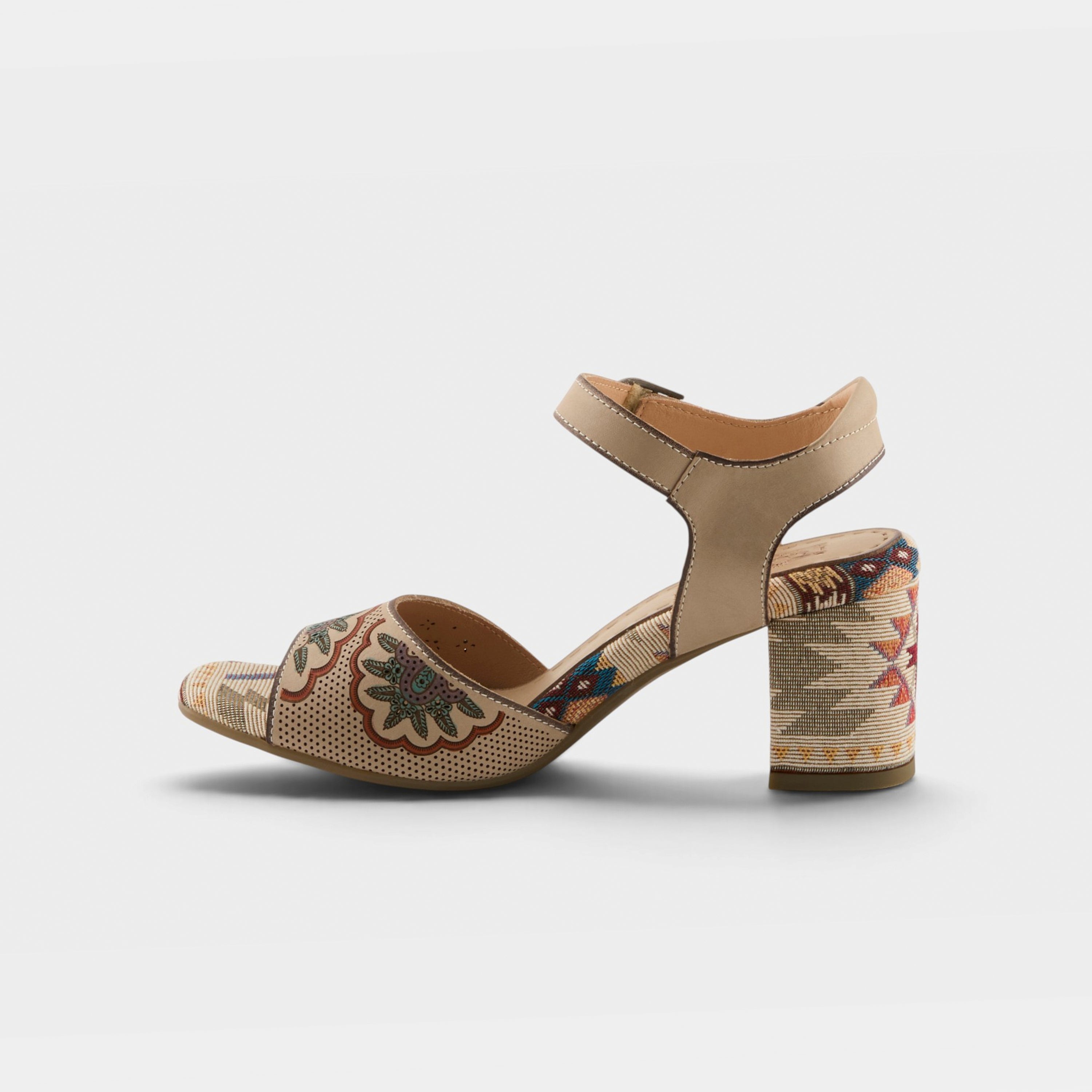 L'Artiste Sassyclass sandals in Beige Multi, side view