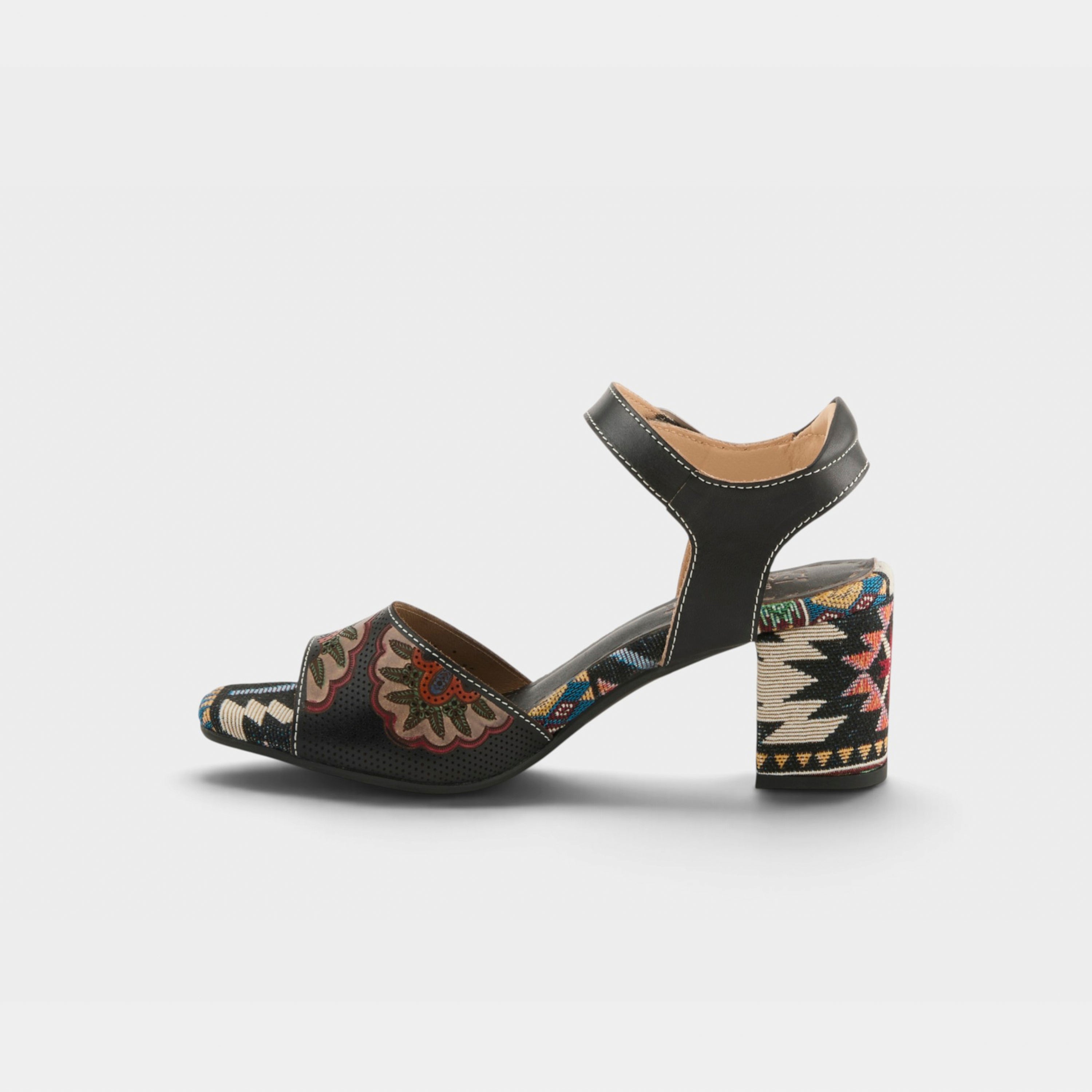 L'Artiste Sassyclass sandals in Black Multi, side view