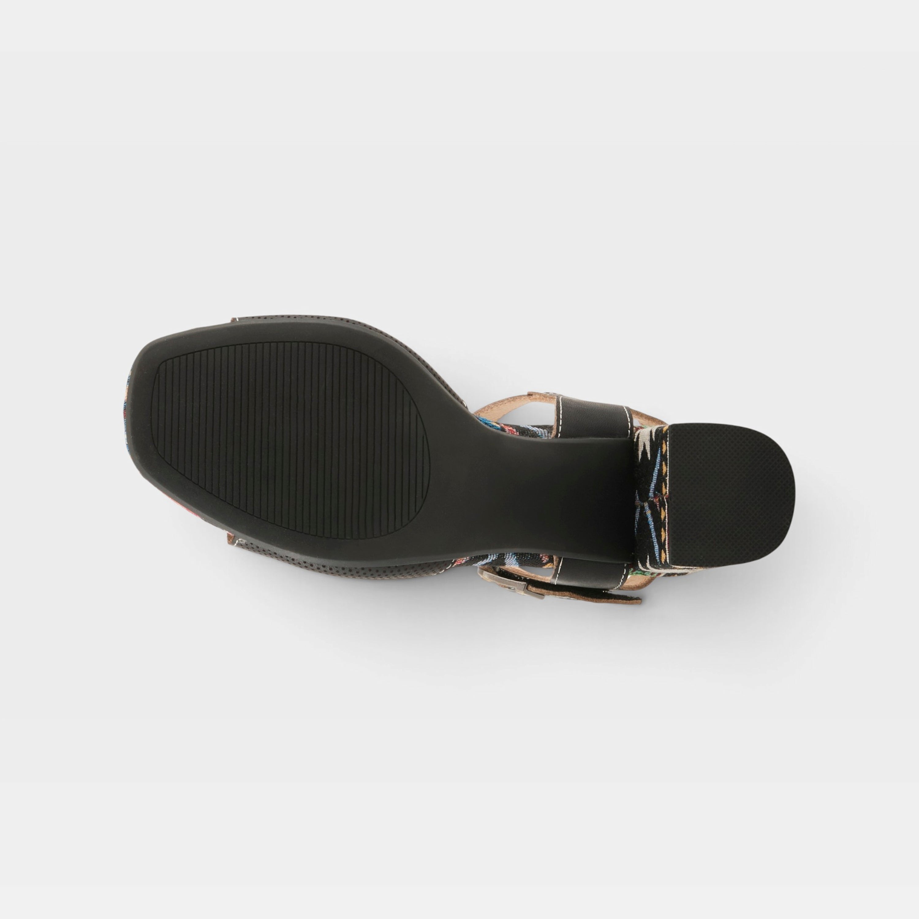 L'Artiste Sassyclass sandals in Black Multi, outsole view