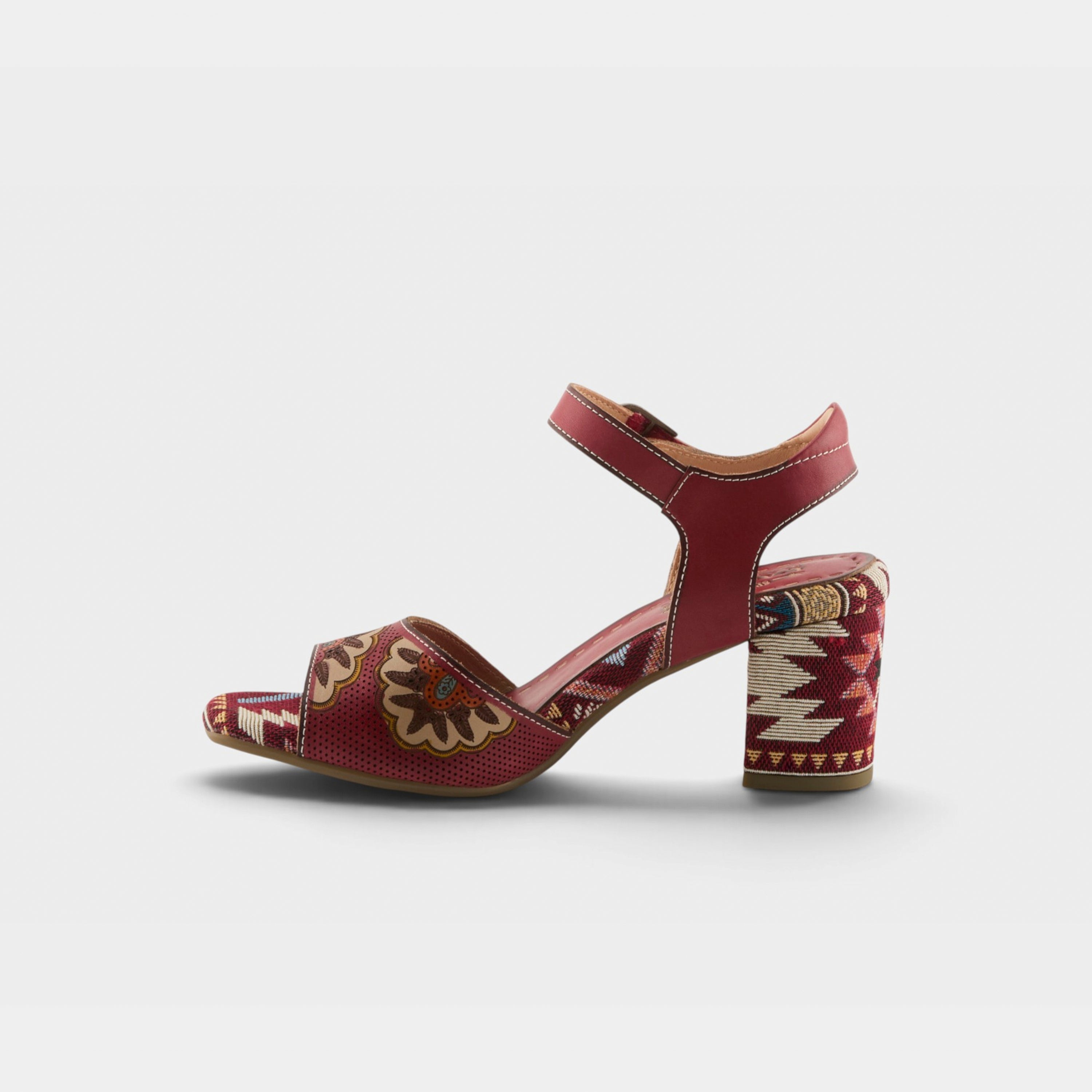 L'Artiste Sassyclass sandals in Red Multi, side view