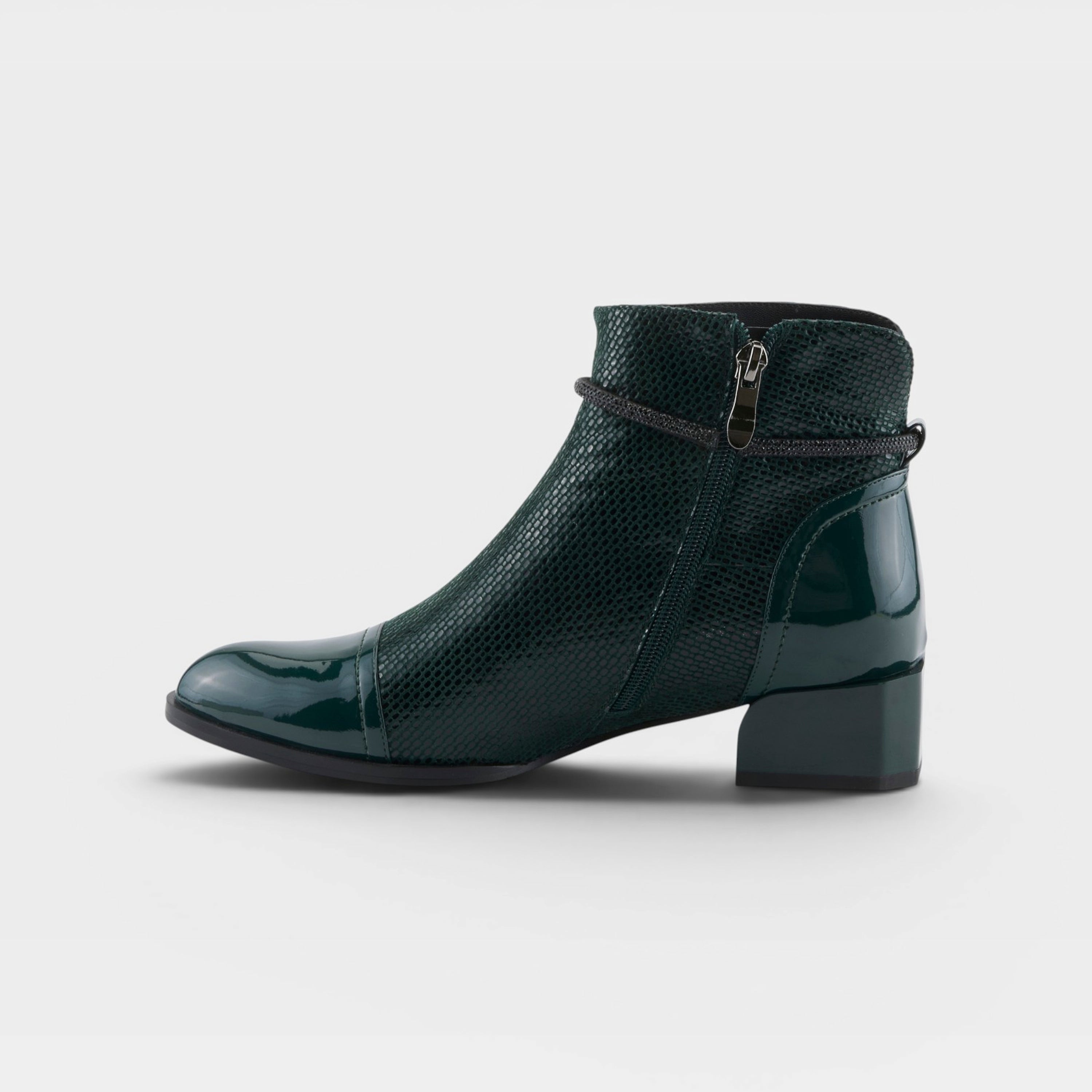 Azura Shelbi Forest Green Patent Boot