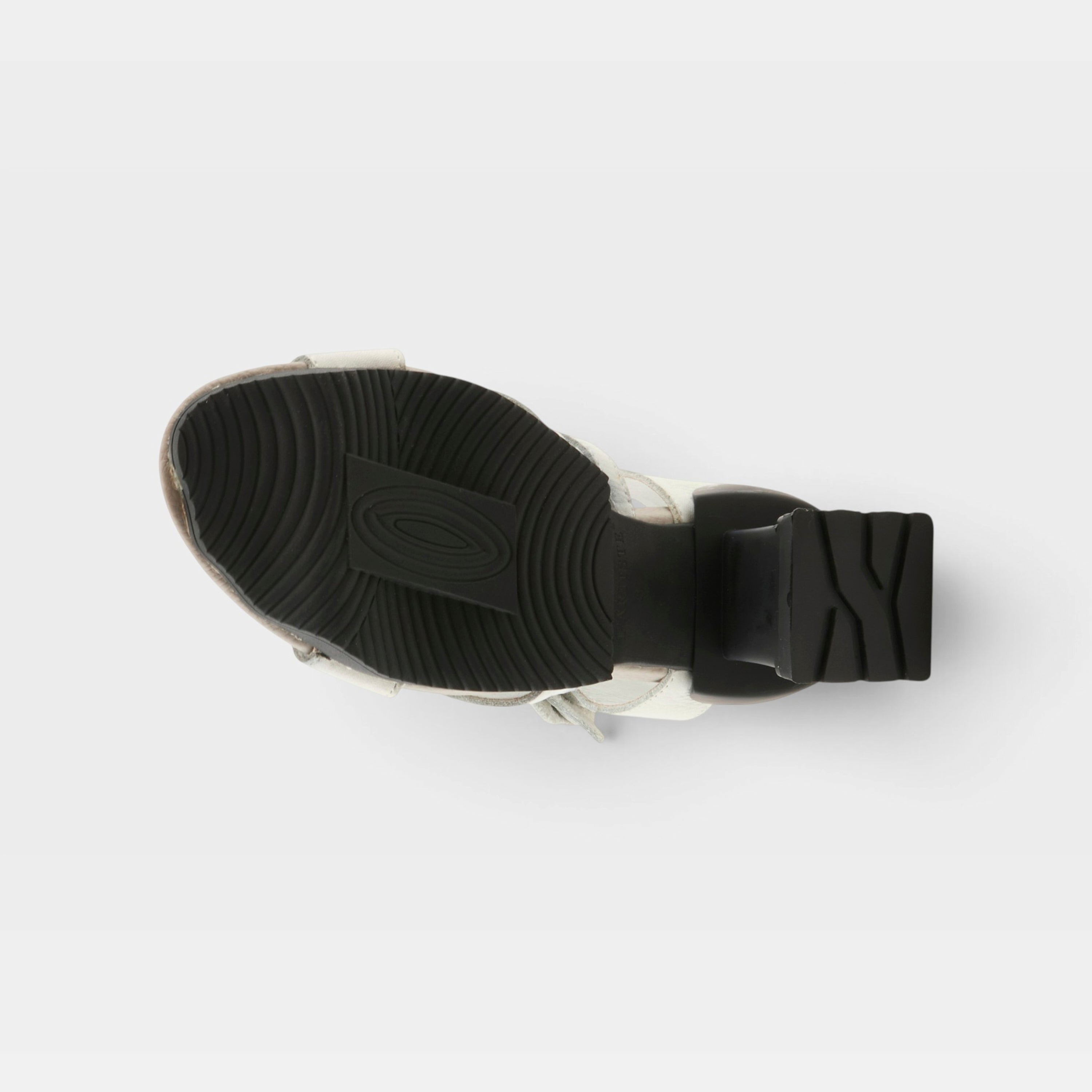 L'Artiste Shelly ankle strap sandals in Light Grey, outsole view
