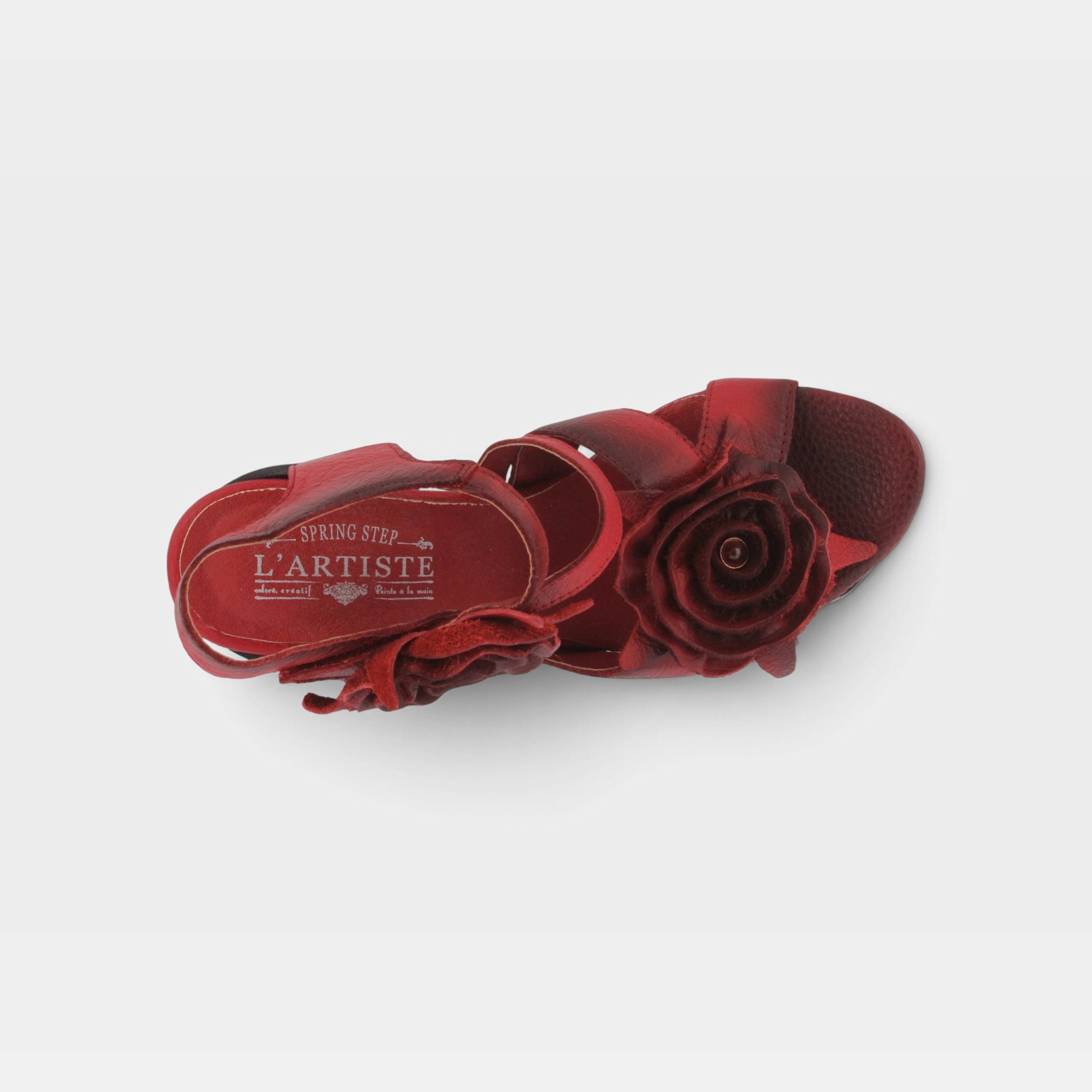 L'Artiste Shelly ankle strap sandals in Red, top view